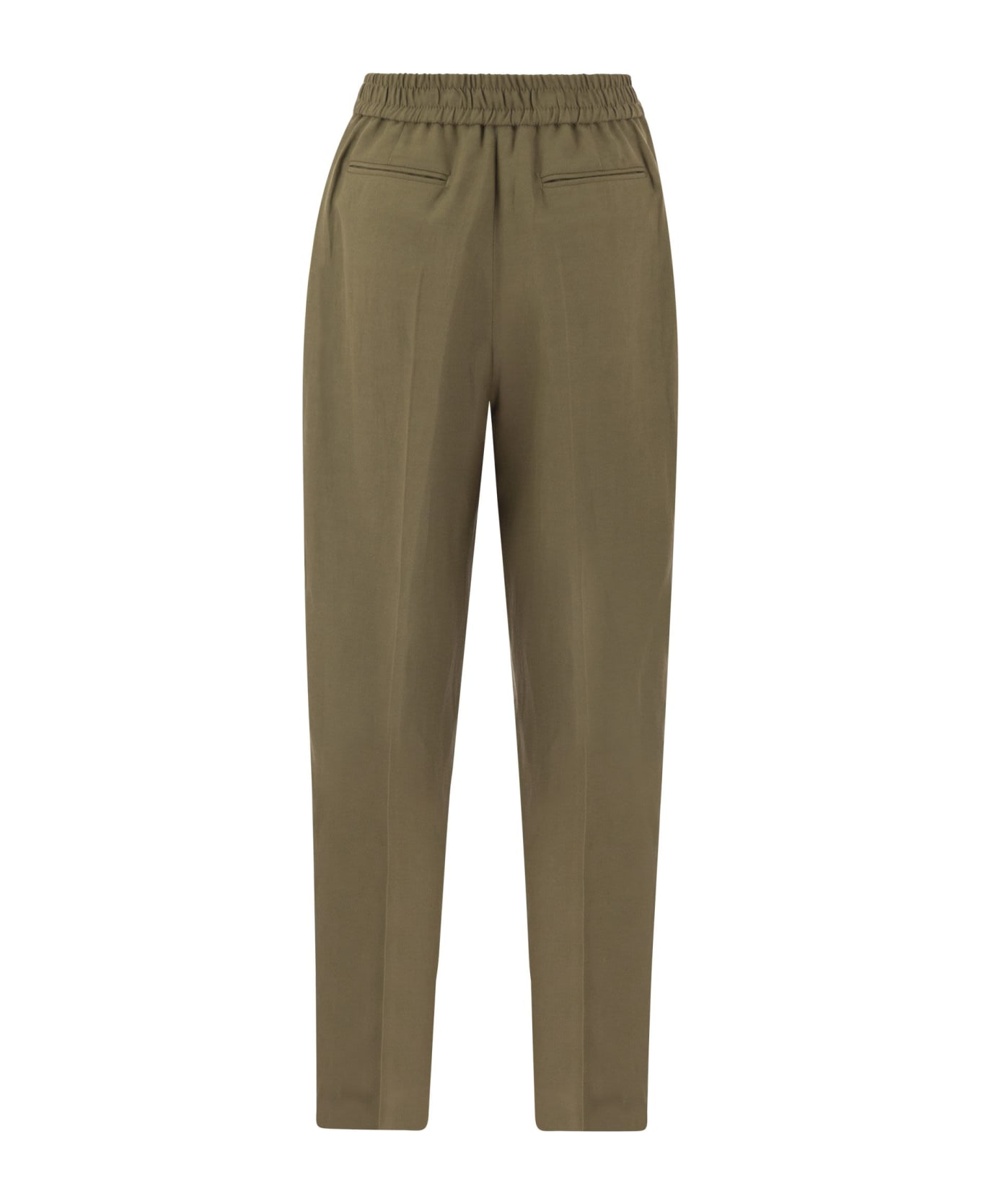 PT Torino Daisy - Viscose And Linen Browns Trousers - Khaki