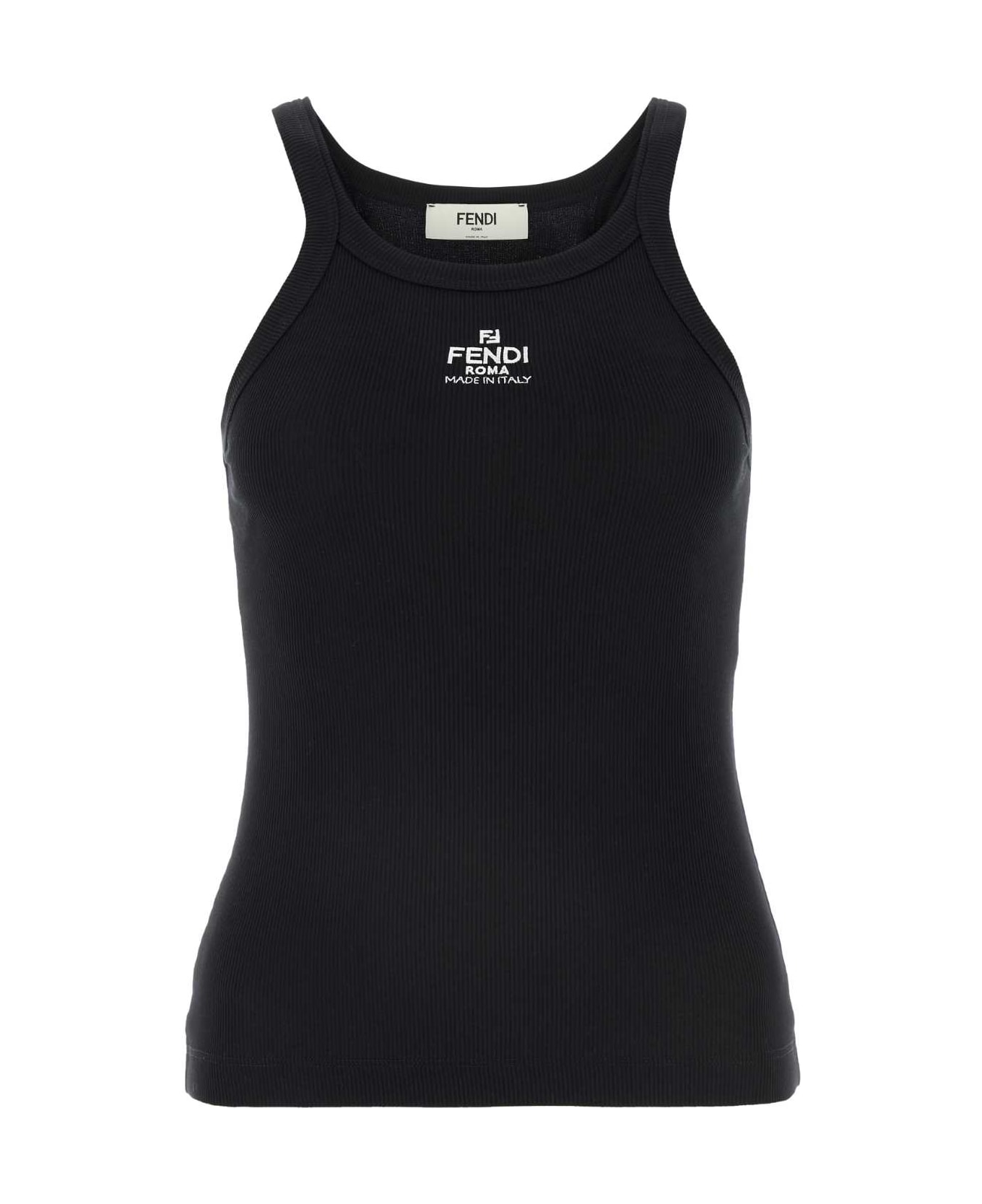 Fendi Black Cotton Tank Top - Black