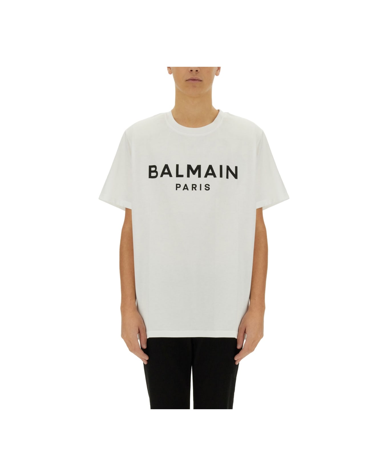 Balmain T-shirt With Logo - Gab Blanc Noir