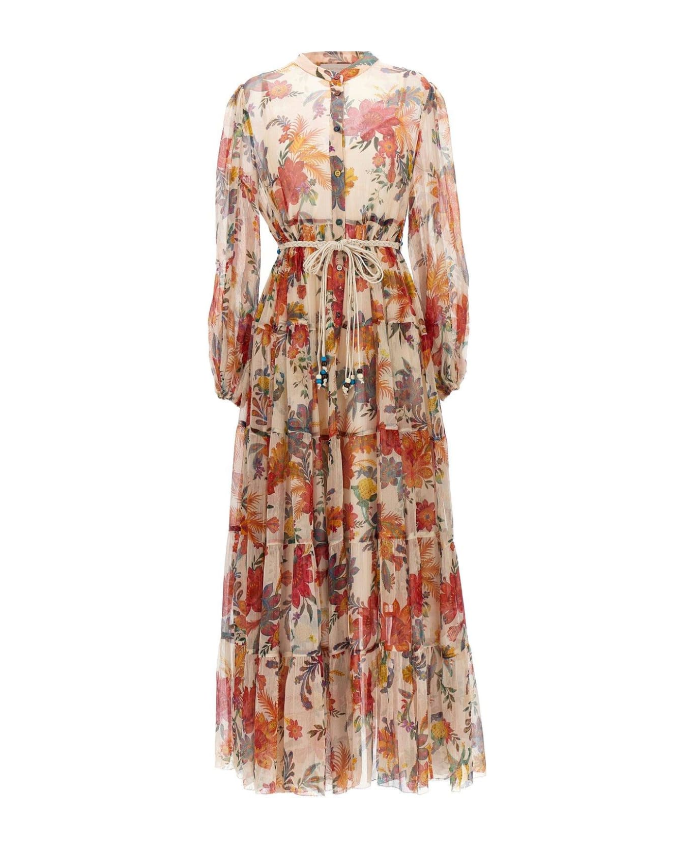 Zimmermann Ginger Floral Print Tiered Midi Dress - MultiColour