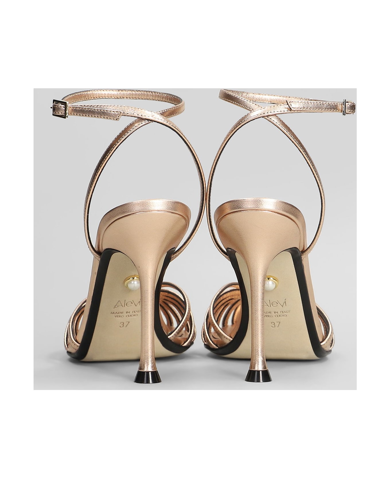 Alevì Ally 95 Sandals In Bronze Leather - bronze