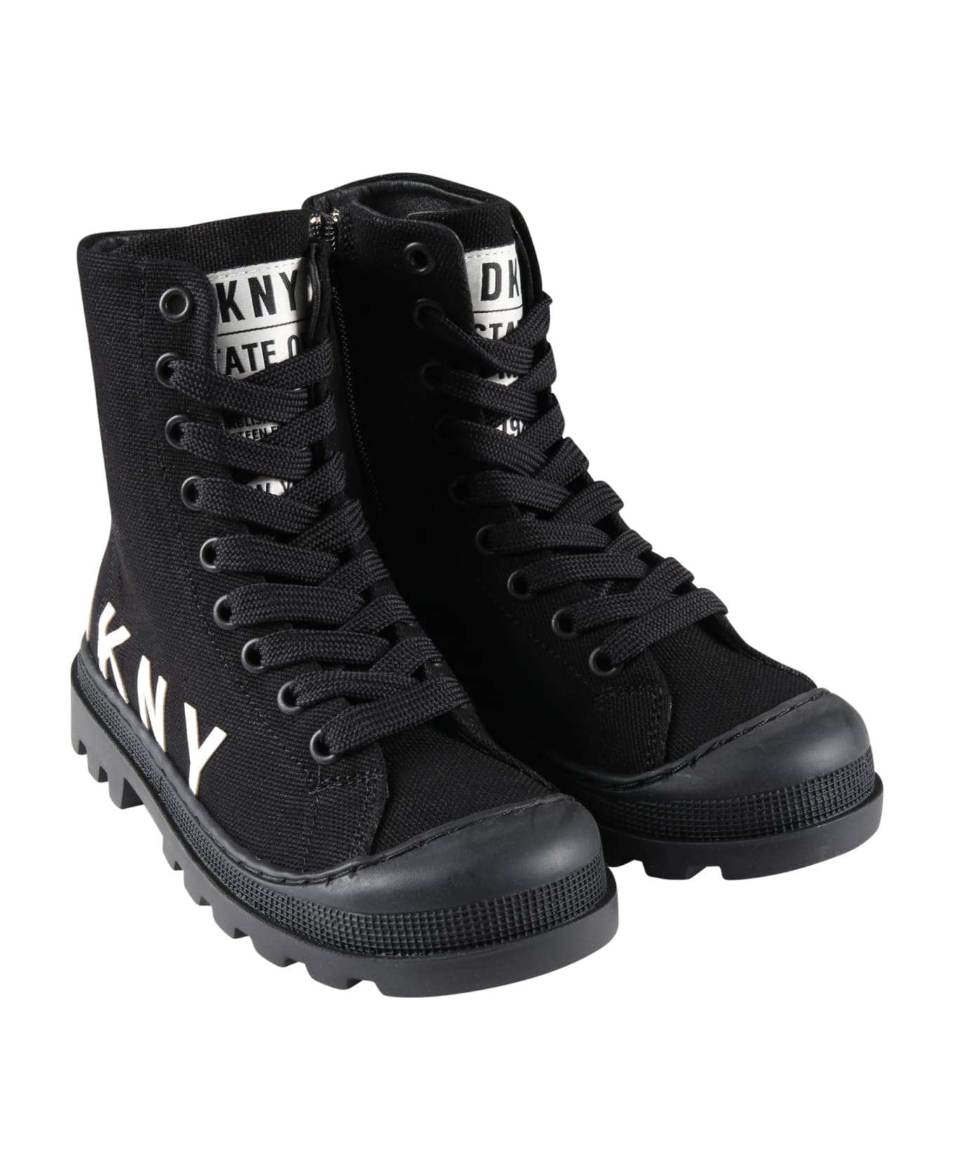 DKNY Black Sneakers For Girl With White Logo - Black シューズ