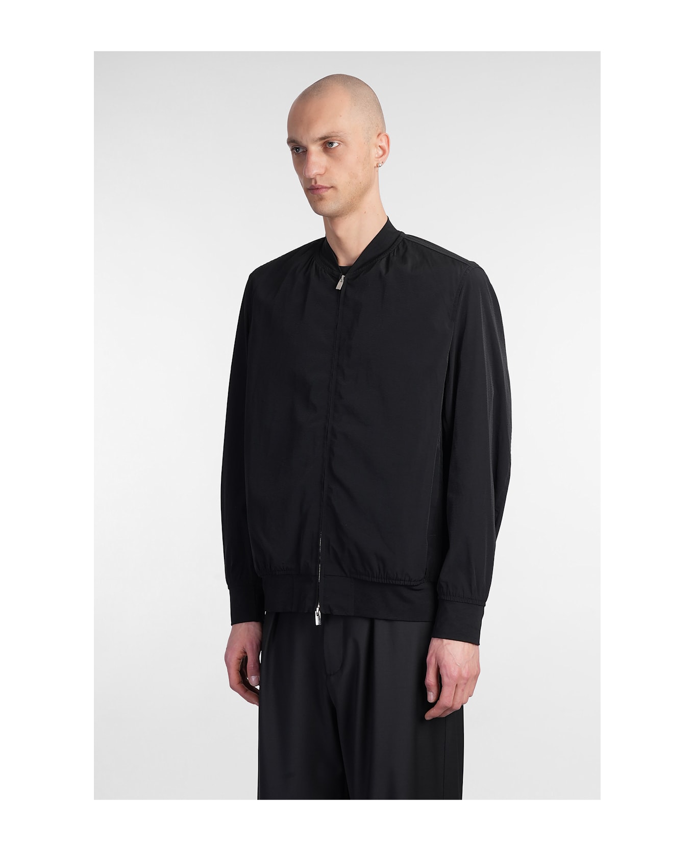 Attachment Bomber Jacket In Black Nylon - black