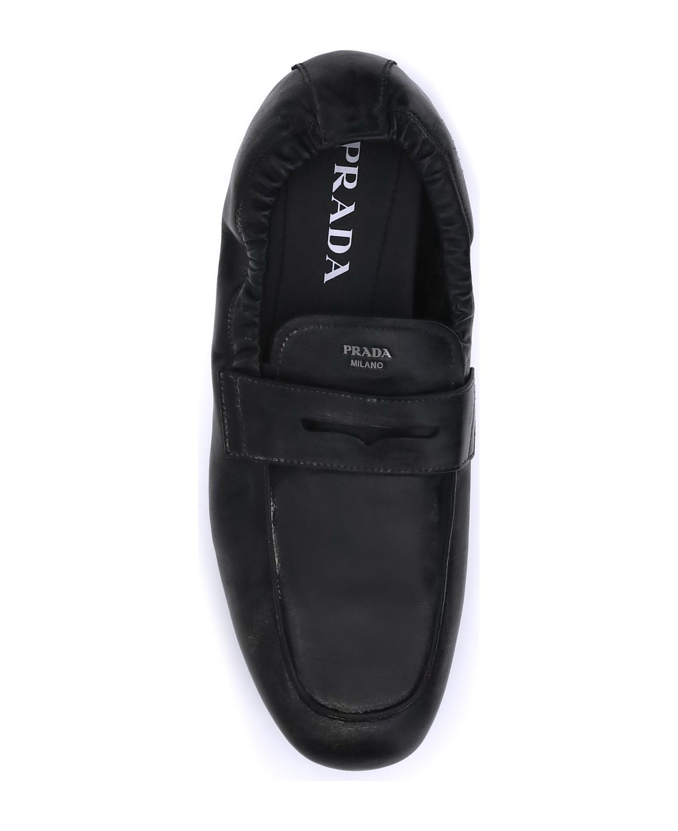 Prada Antiqued Leather Shuffle Loafers