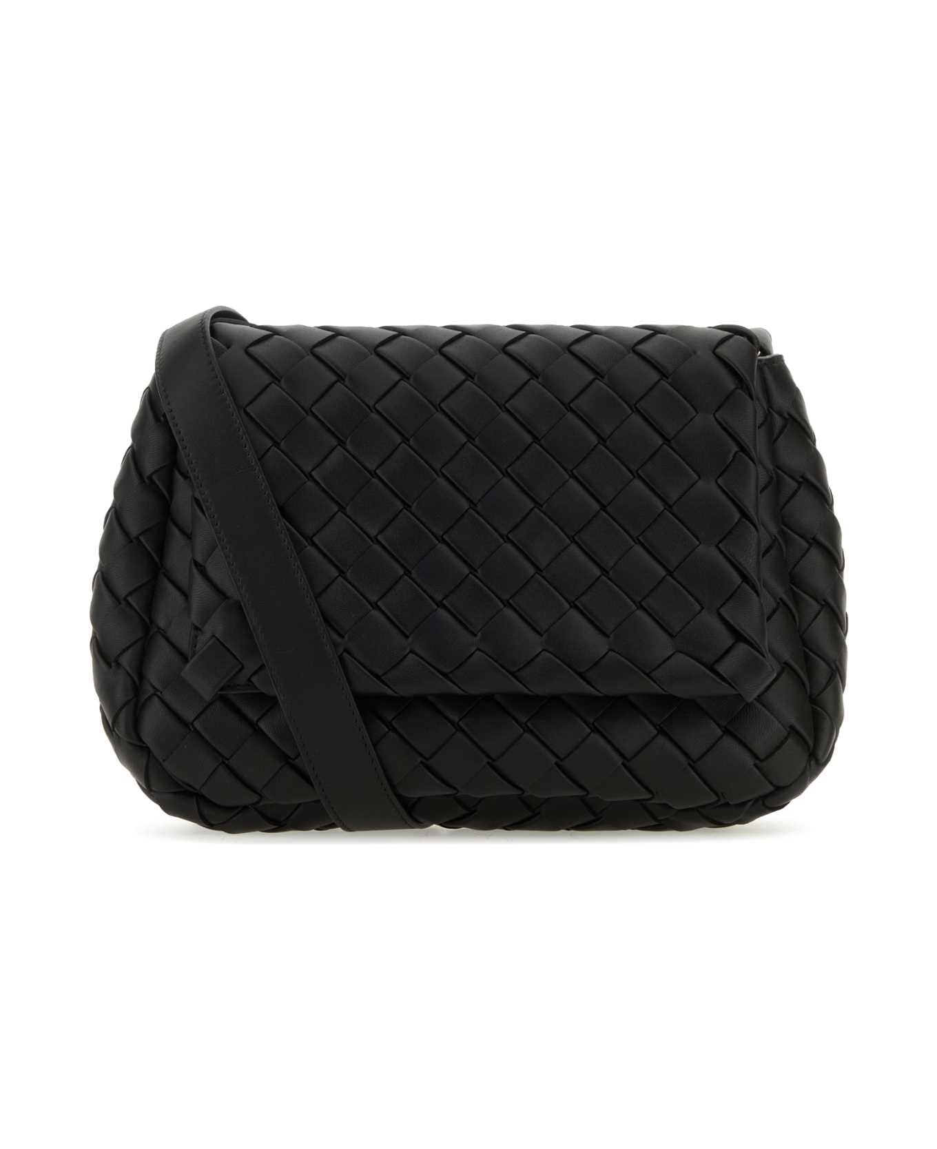 Bottega Veneta Black Leather Small Cobble Crossbody Bag - BLACKSILVER