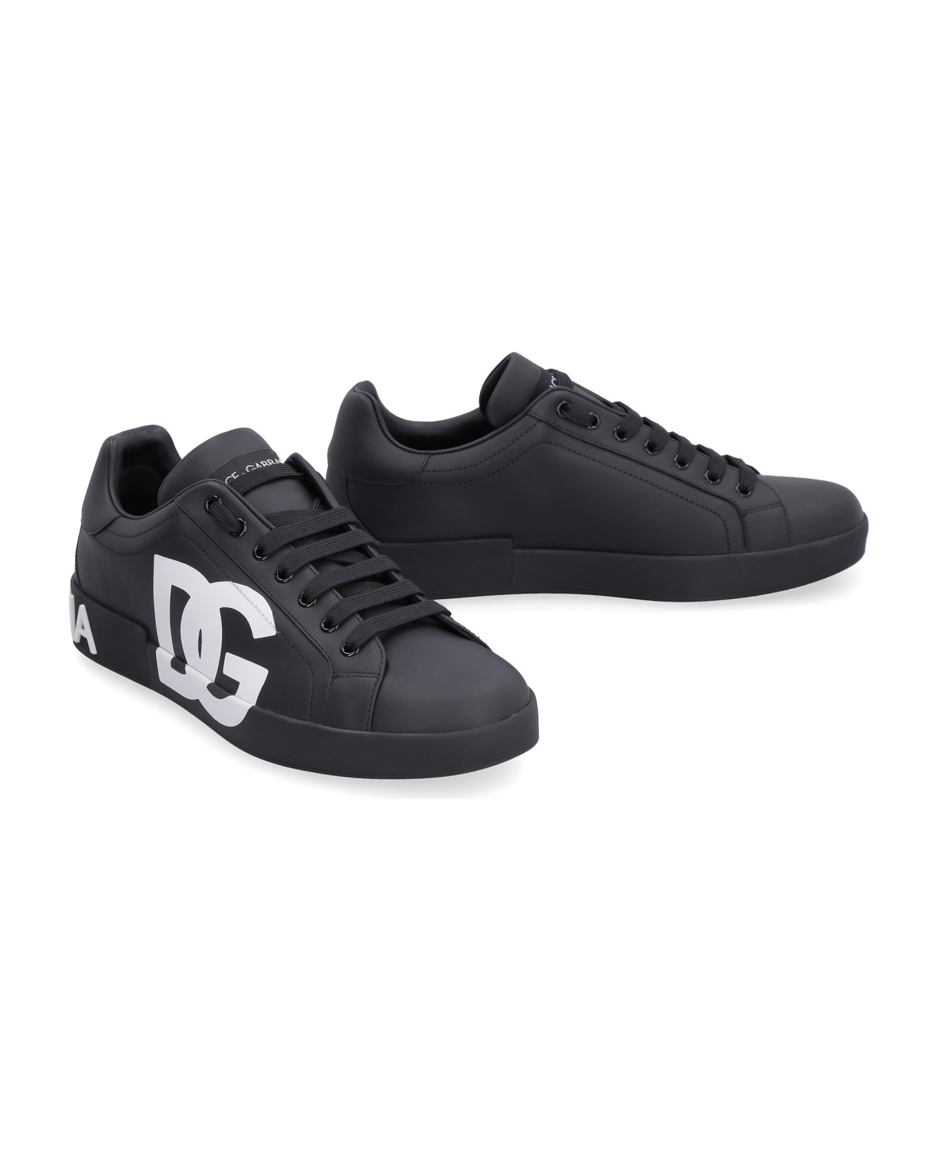 Dolce & Gabbana Portofino Leather Sneakers - black
