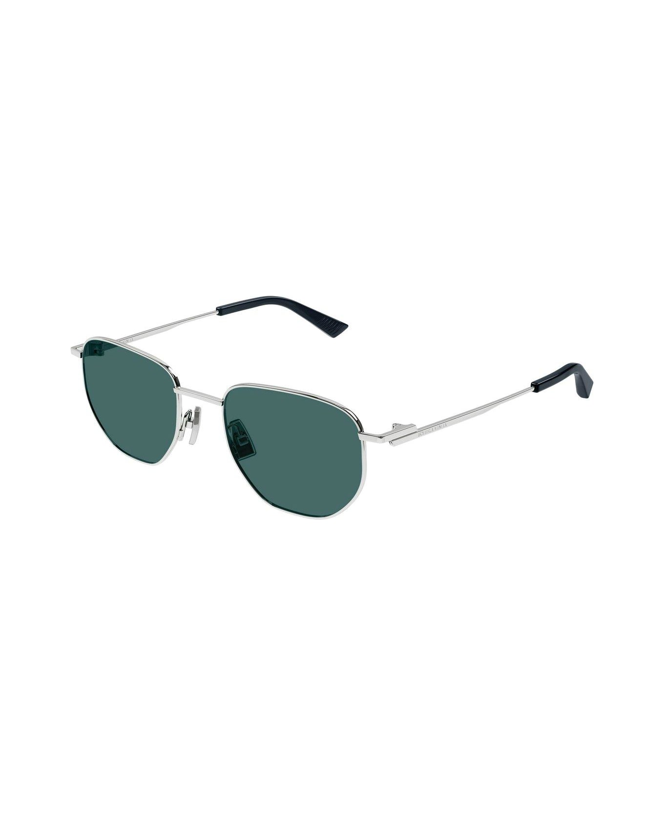 Bottega Veneta Eyewear Split Panthos Sunglasses - SILVER-SILVER-GREEN