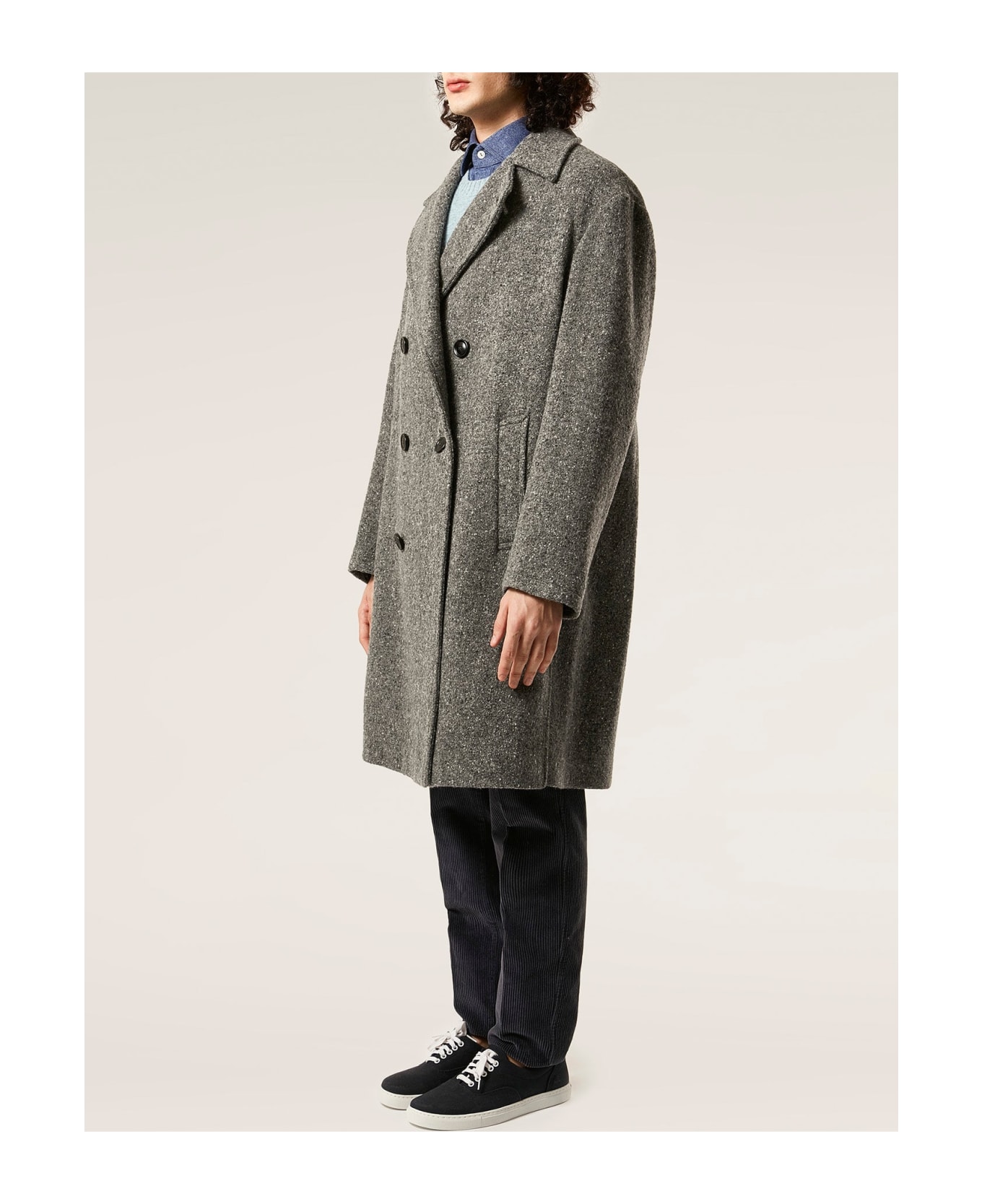 doppiaa Aathene Grey Double-breasted Coat