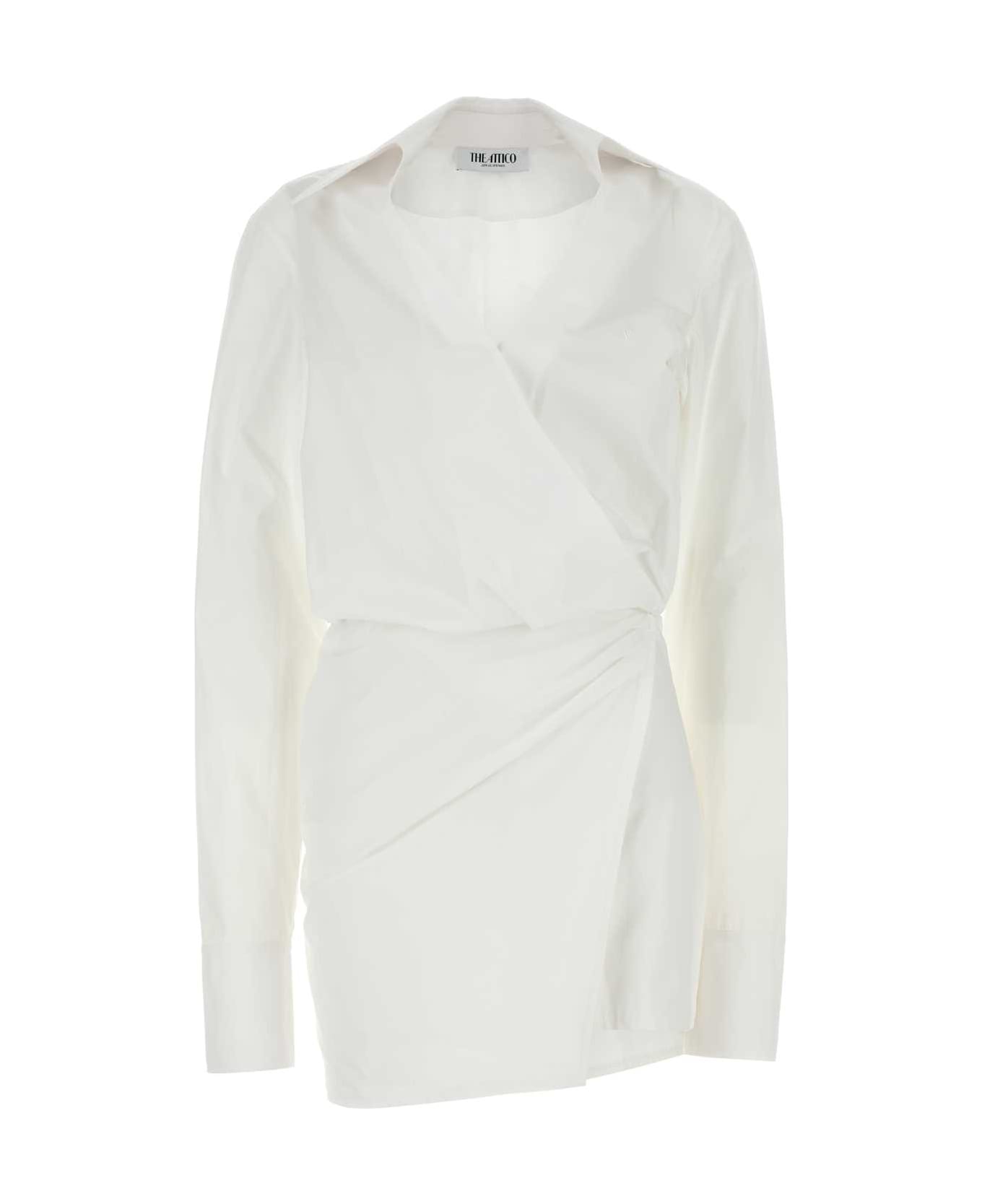 The Attico White Poplin Mini Dress - White