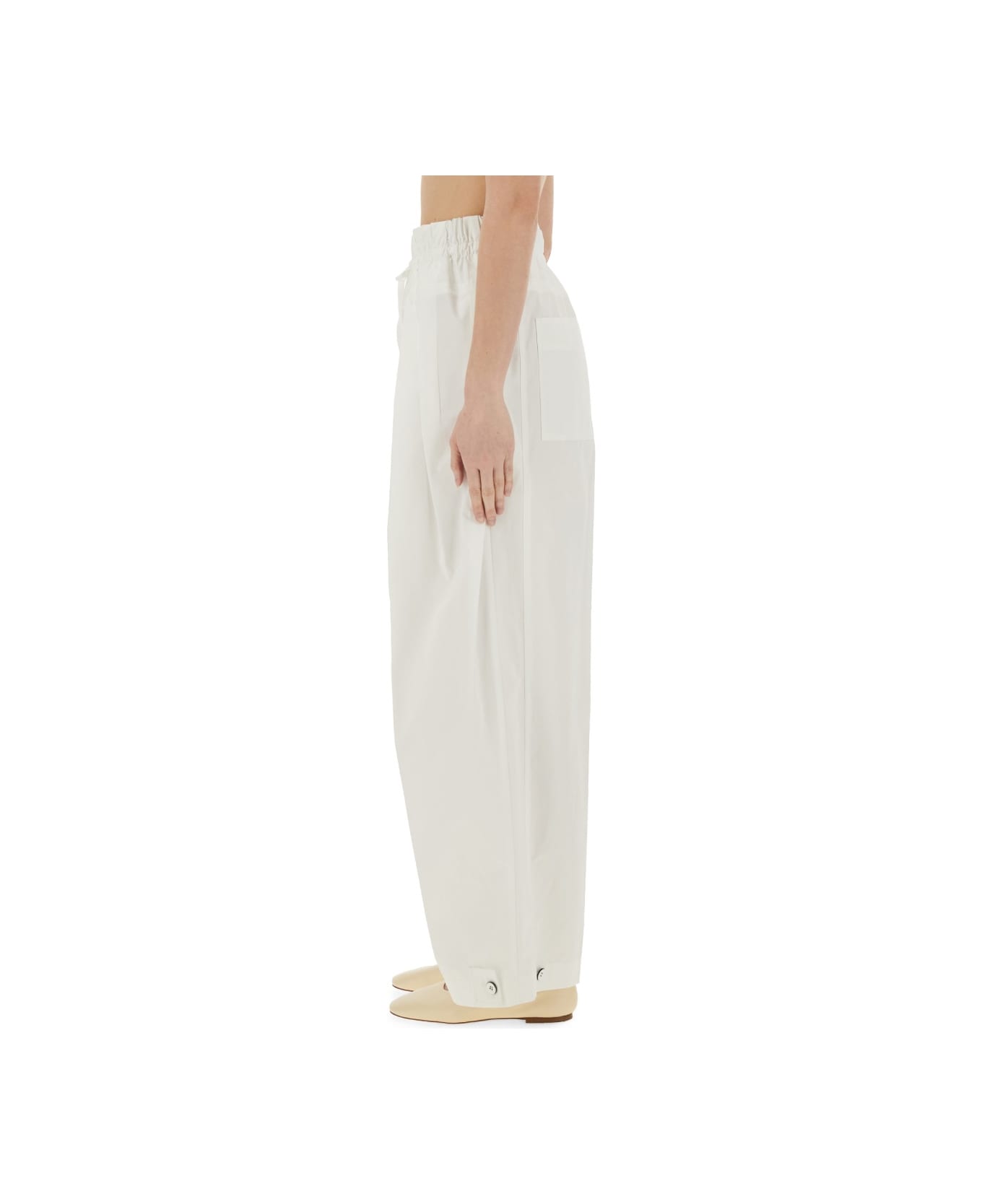 Jil Sander Wide Pants In Cotton Gabardine - WHITE