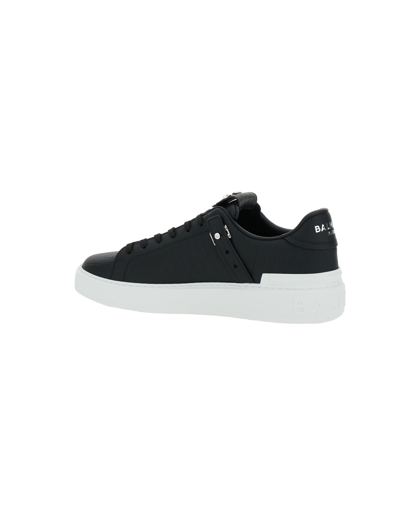 Balmain B-court B-buzz-grid Embossed Calfskin - Noir/Blanc