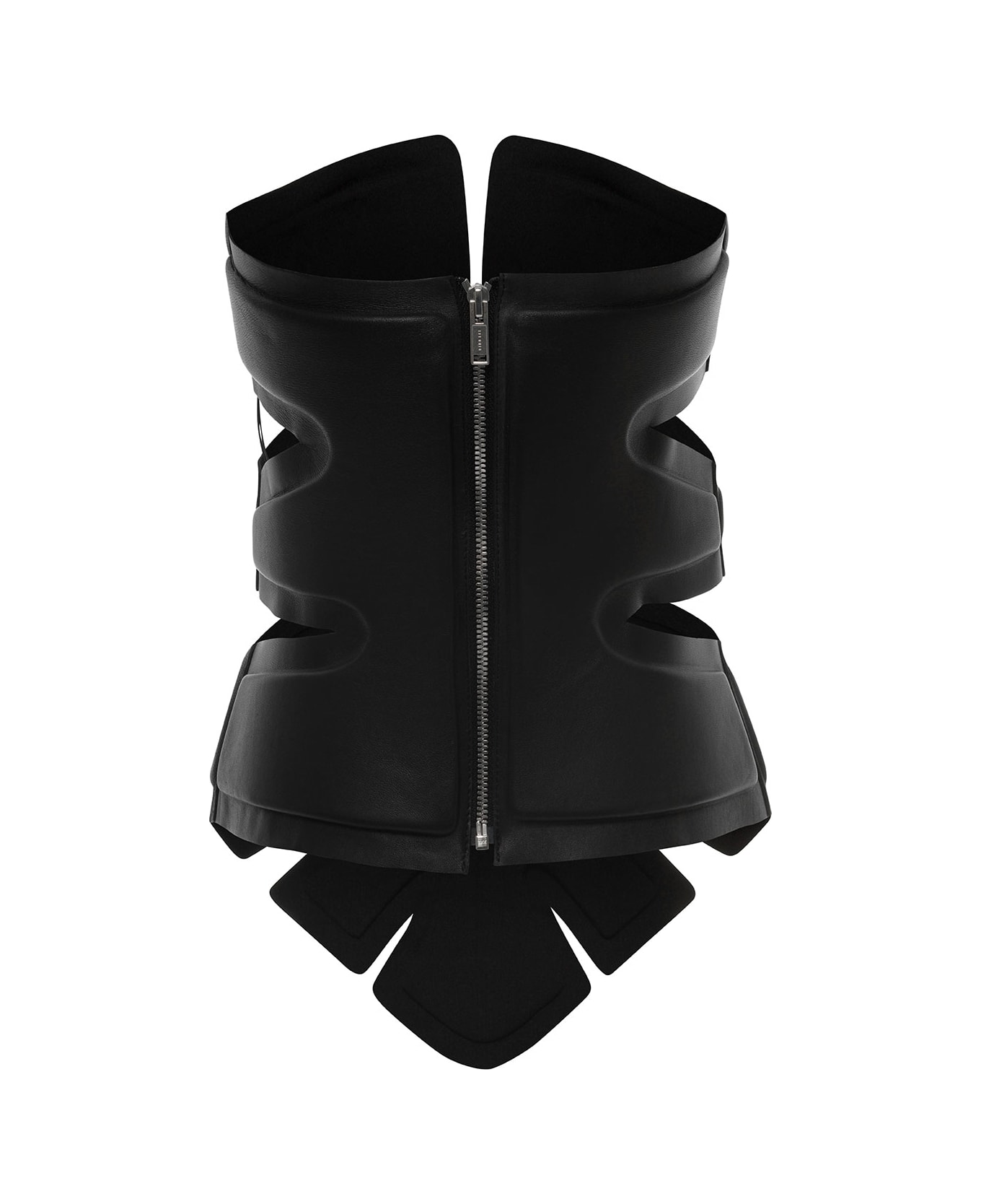 Dion Lee Black Padded Leaf Corset In Calf Leather Woman - Black
