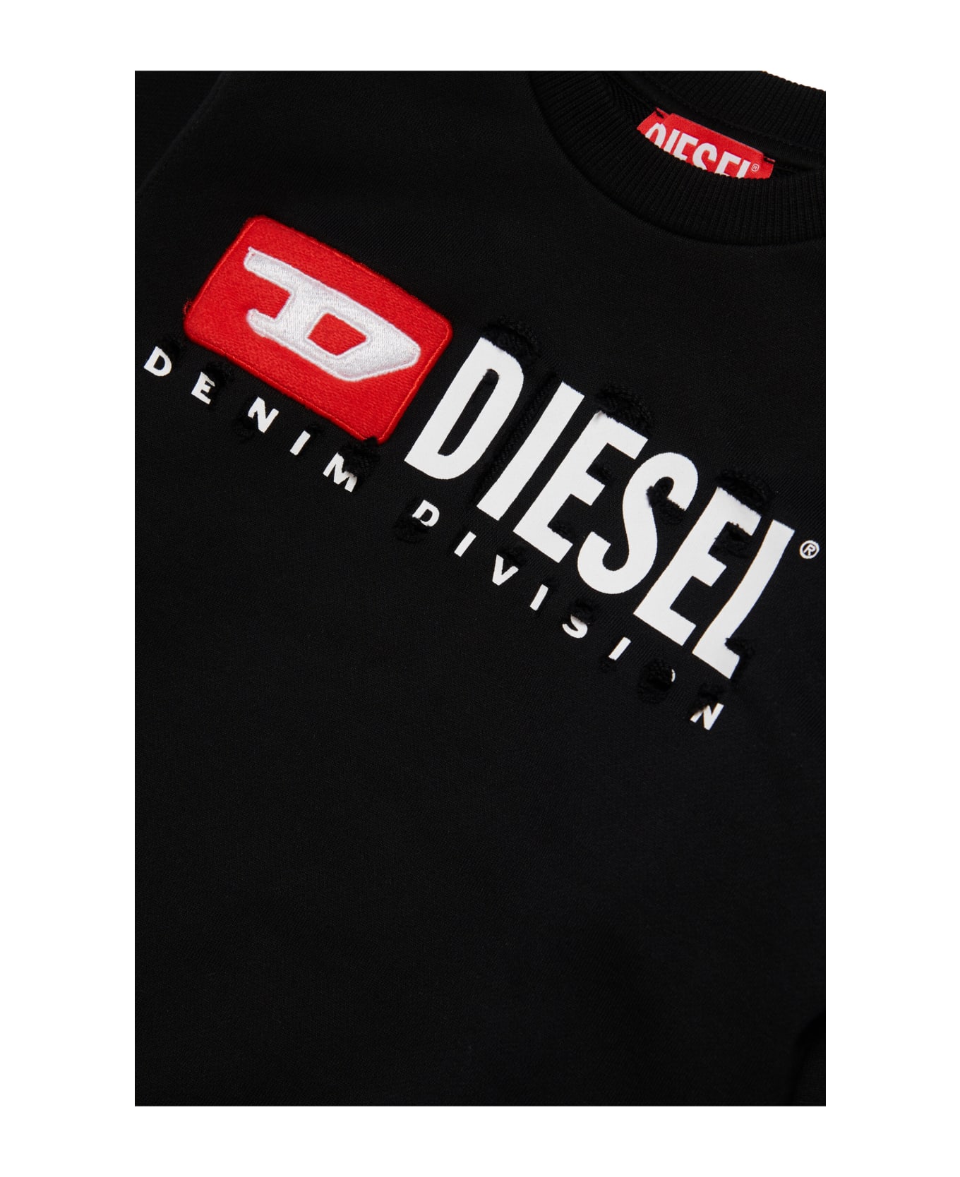 Diesel Smacsdivstroyed Sweat-shirt Diesel Crew-neck Sweatshirt With Logo Breaks - Black