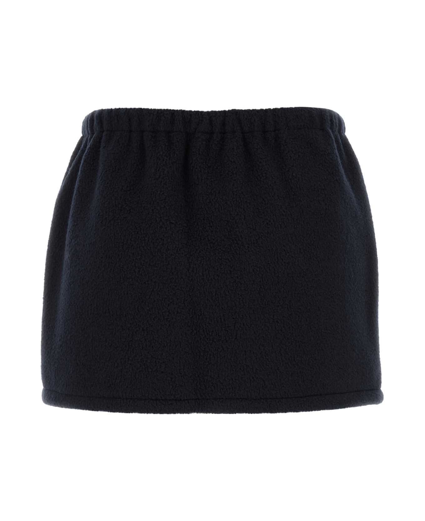 Miu Miu Navy Blue Pile Mini Skirt - BLEU