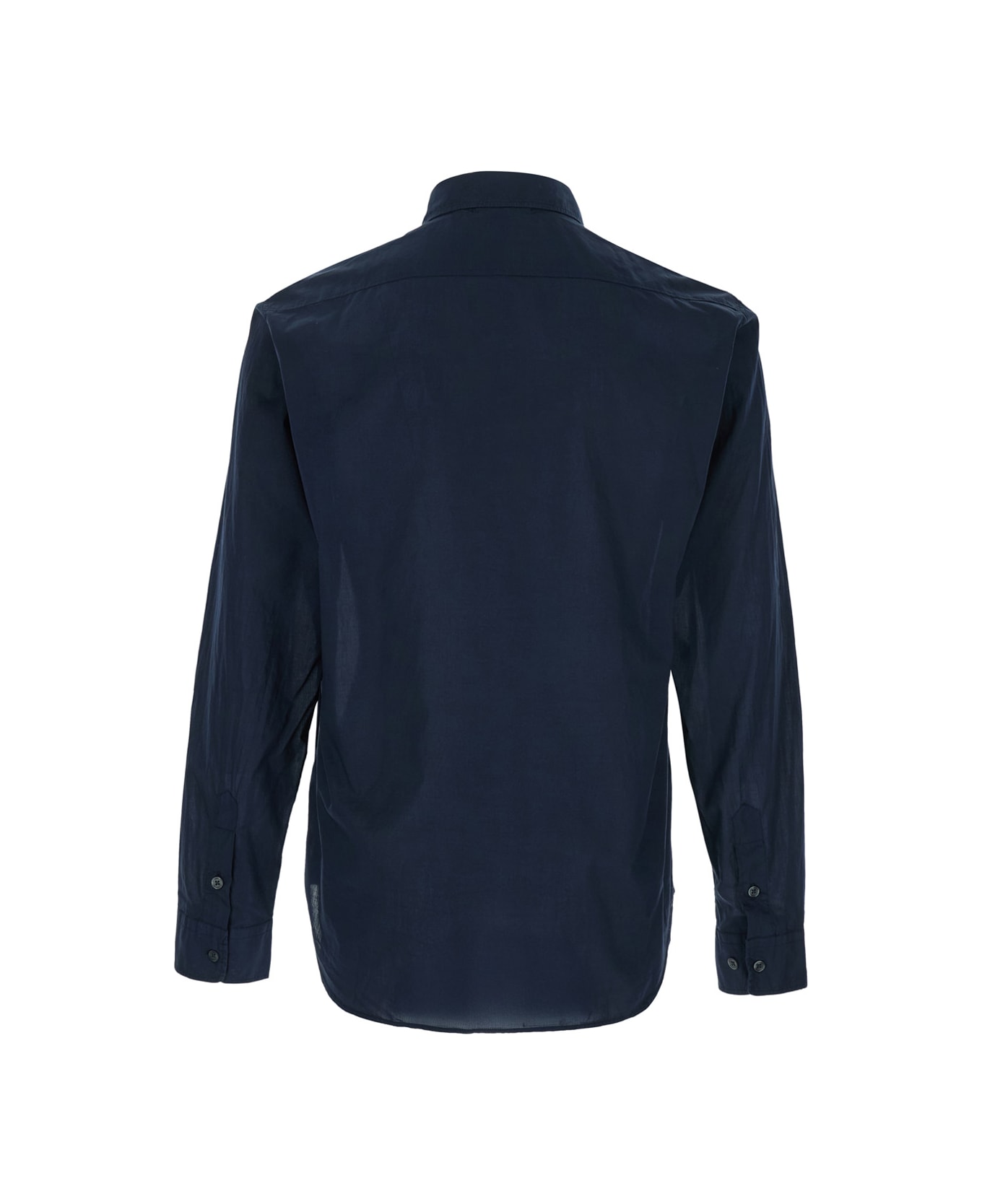 C.P. Company Blue Shirt With Classic Collar And Logo Lettering On The Front In Cotton Man - Blu