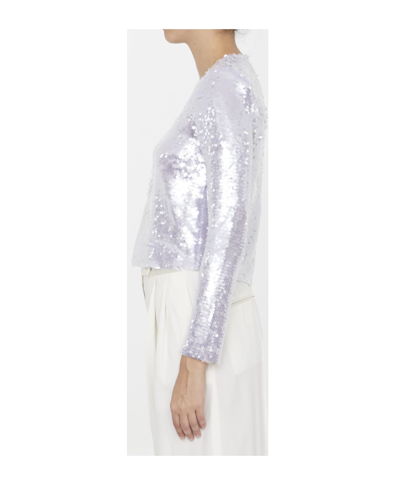 self-portrait Sequined Top - LILAC