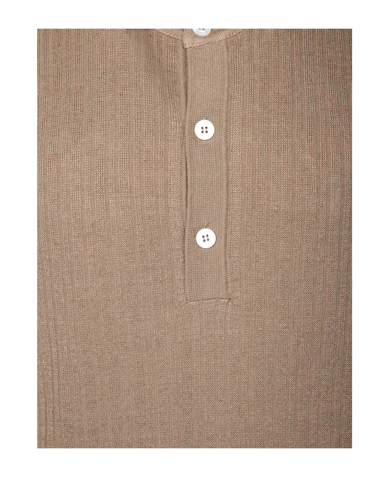 Lardini Brown Cotton And Linen Polo Shirt - Brown