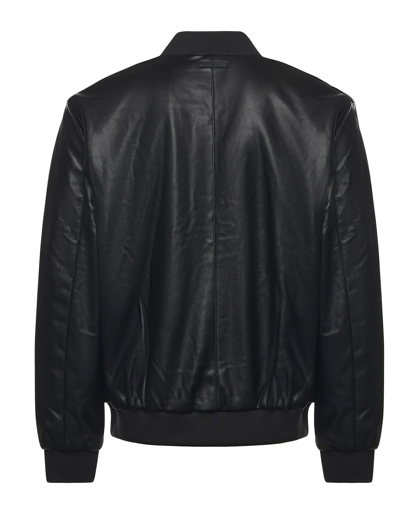 Calvin Klein Faux Leather Bomber Jacket - Black
