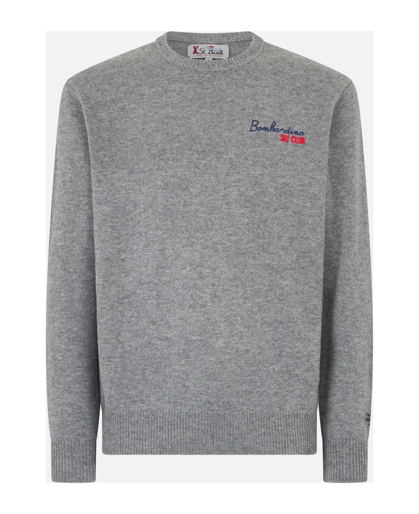 MC2 Saint Barth Man Crewneck Sweater With Bombardino Ski Club Embroidery - GREY