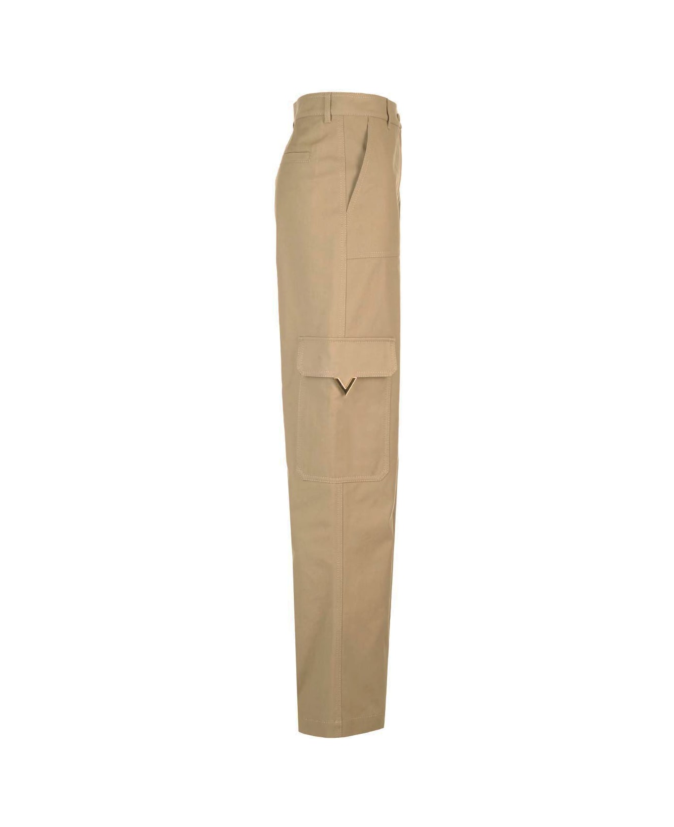 Valentino Cargo Pants In Stretch Canvas - Beige