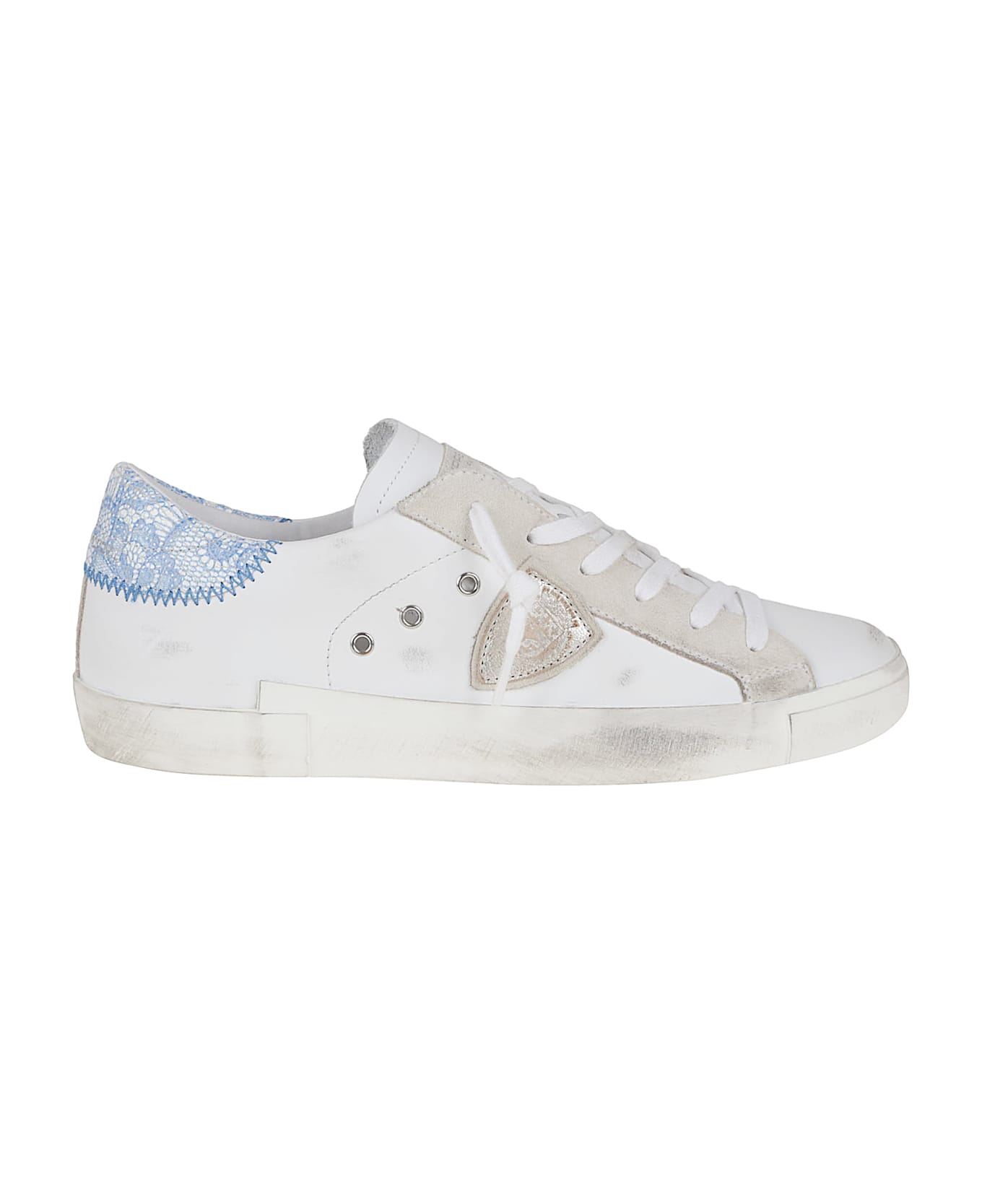 Philippe Model Prsx Low Woman - Veau Chantilly Blanc Bleu