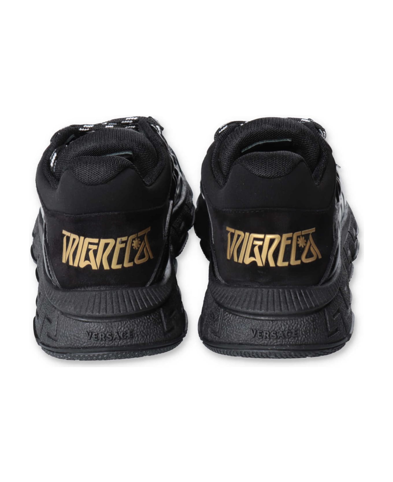 Young Versace Sneakers Nera In Pelle Di Vitello - Nero Oro