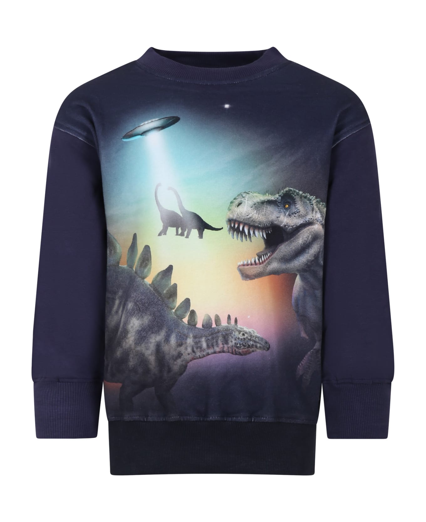 Molo Blue Sweatshirt For Boy With Dinosaurs - Blue ニットウェア＆スウェットシャツ