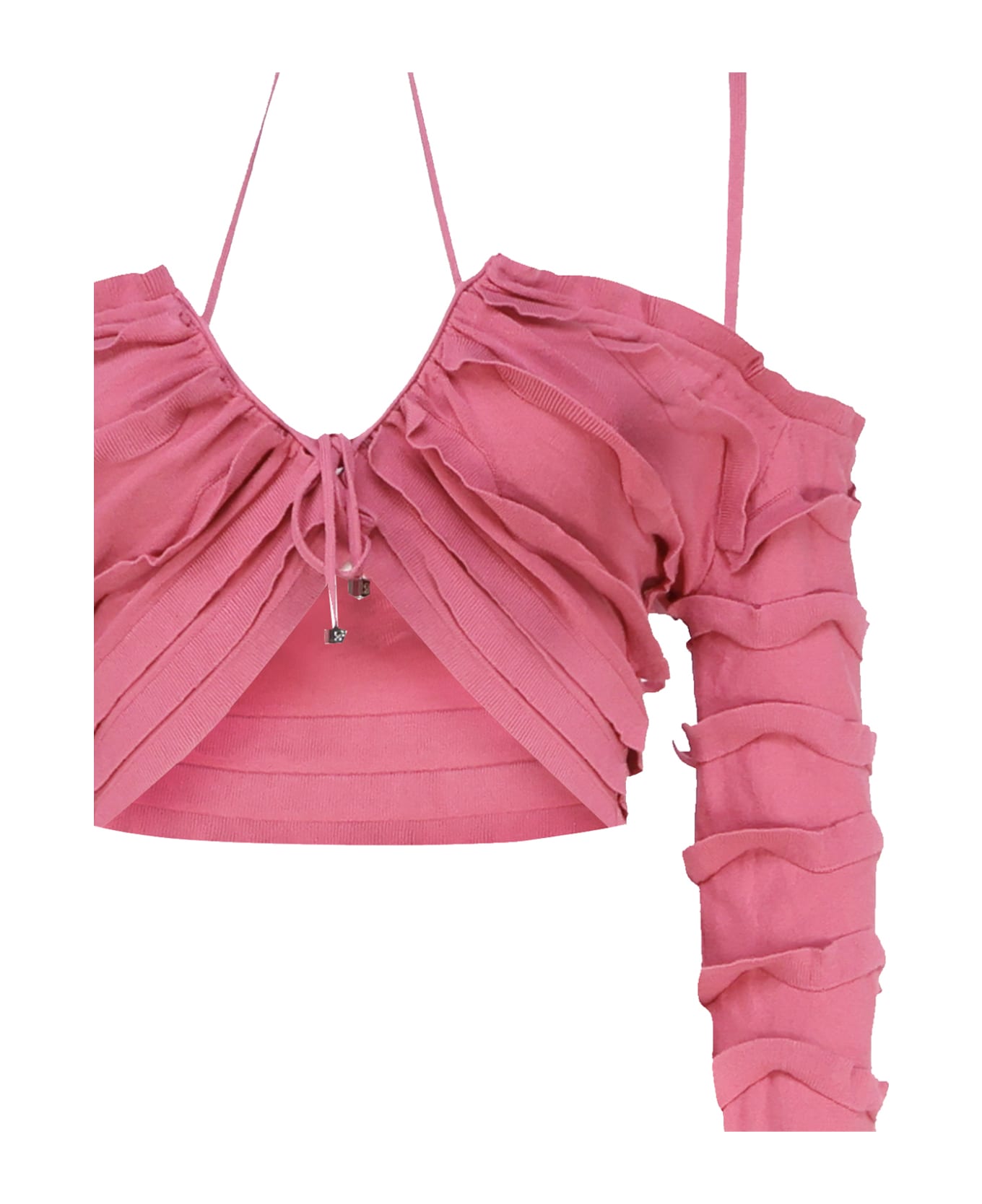 Blumarine Knit Top With Ruffles - Pink ニットウェア