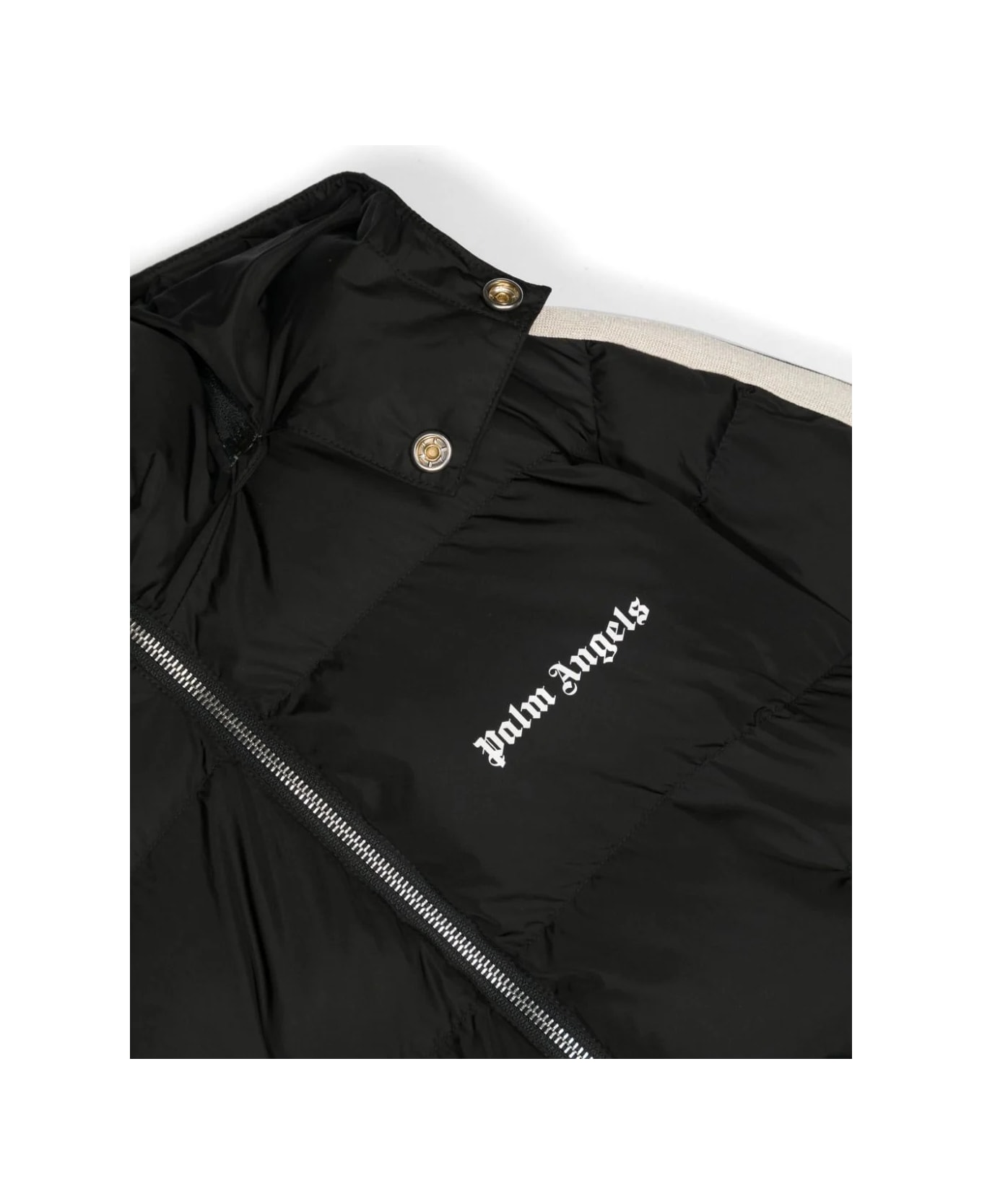 Palm Angels Black Puffer Jacket With Logo - Black