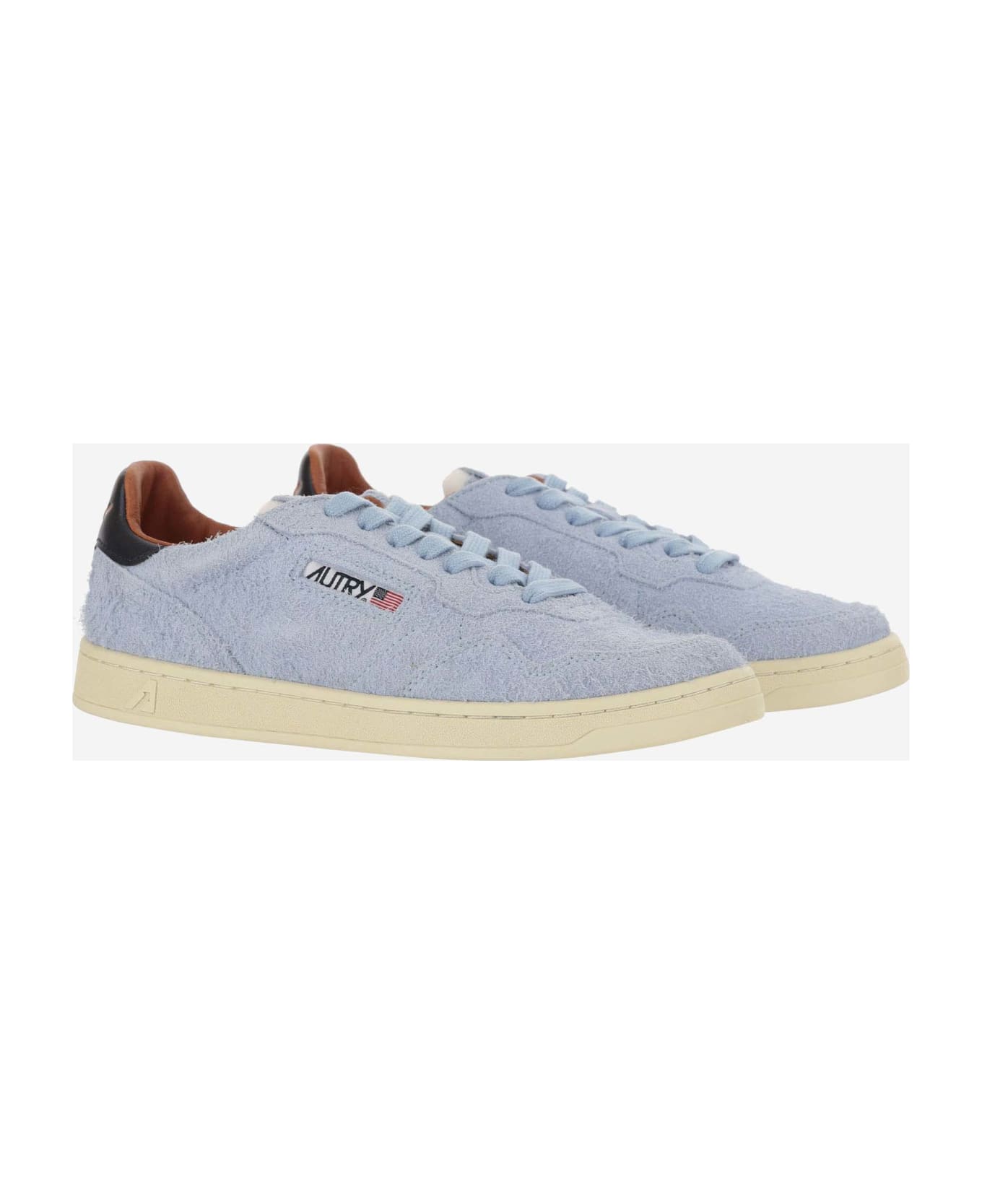 Autry Medalist Low Sneakers In Suede Hair Sand Effect - Blue
