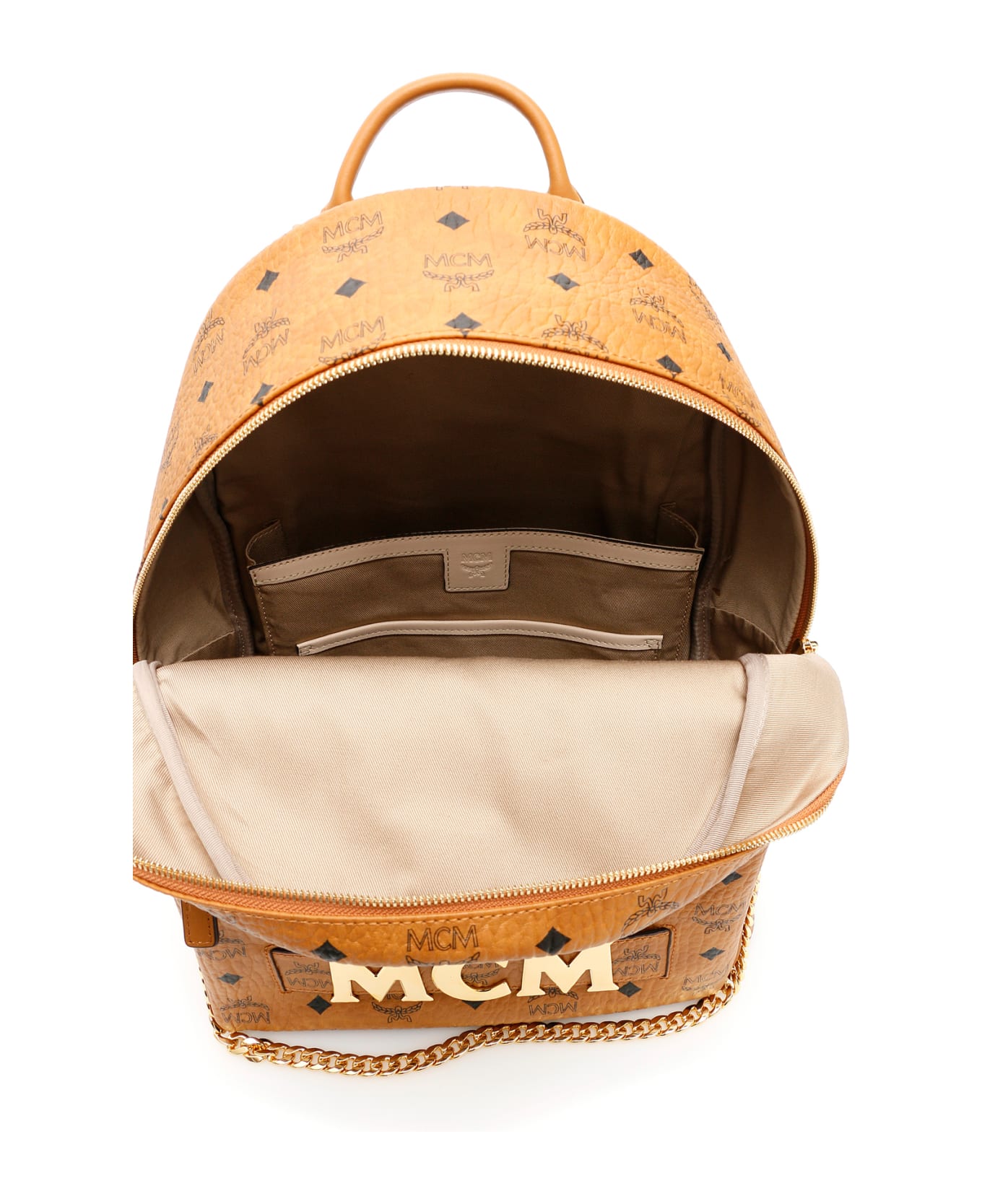 MCM Visetos Trilogie Stark Backpack - COGNAC (Brown)