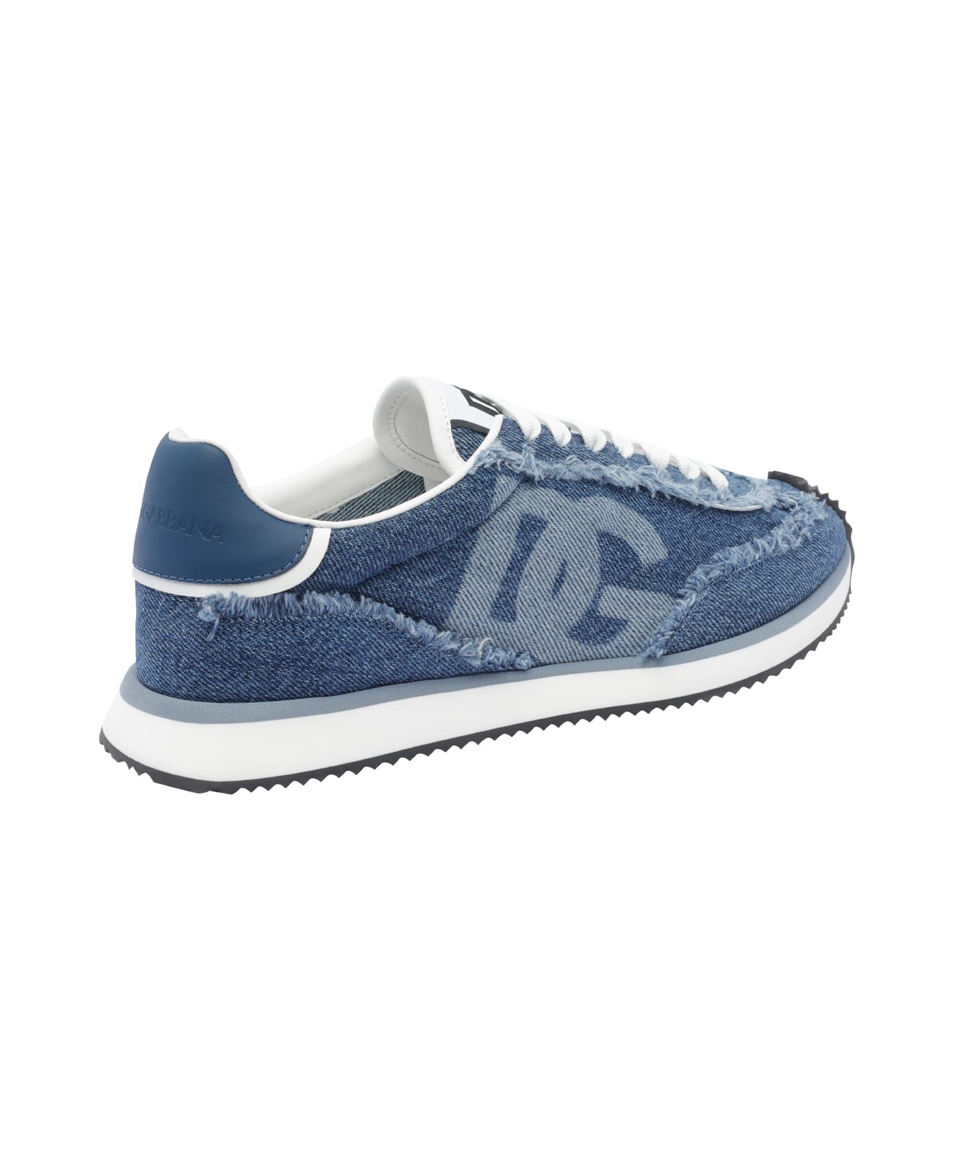 Dolce 
Gabbana Dg Cushion Sneakers In Denim - WHITE/BLUE
