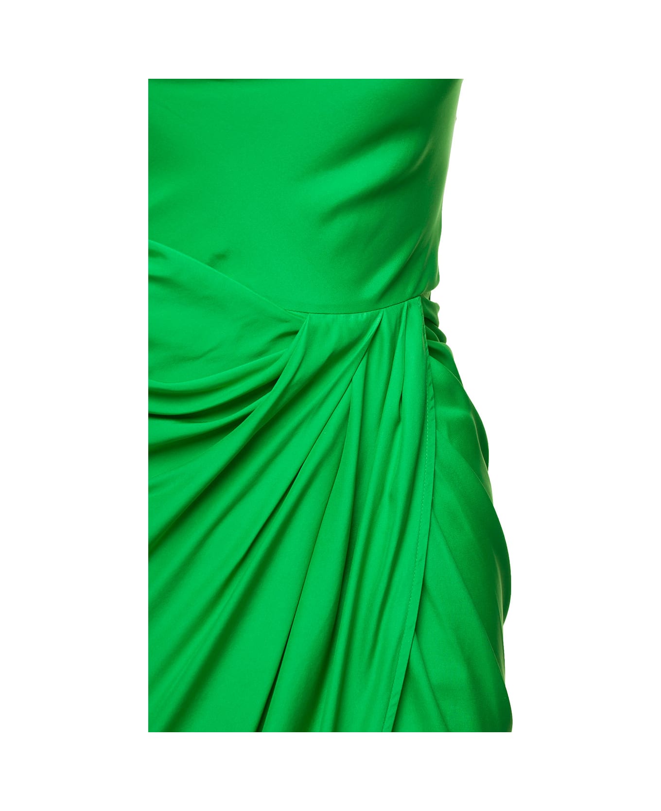 GAUGE81 'shiroi' Long Green Dress With Draped Neckline And Split In Silk Woman - Green