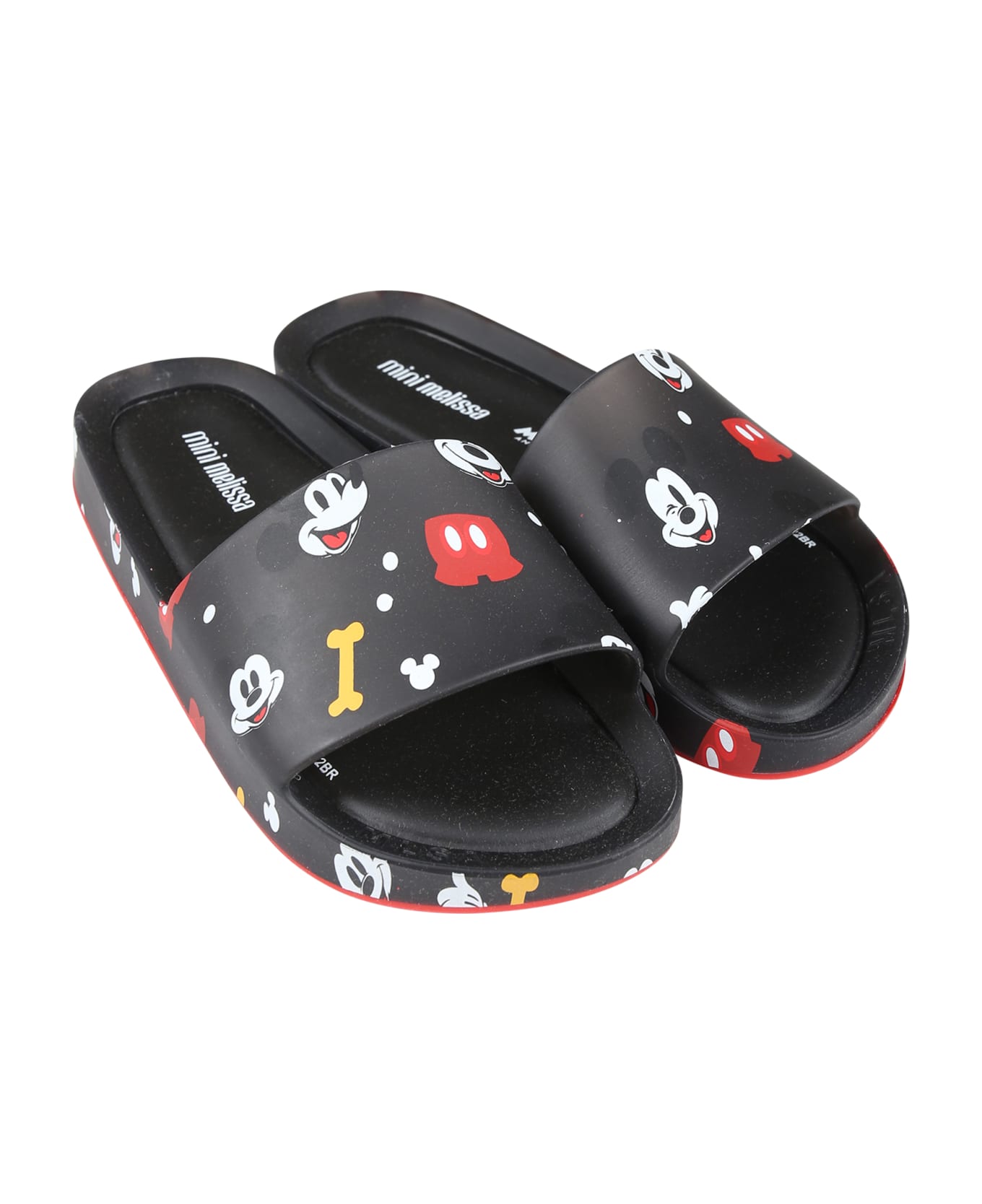 Melissa Black Slippers For Kids With Micki Mouse - Black