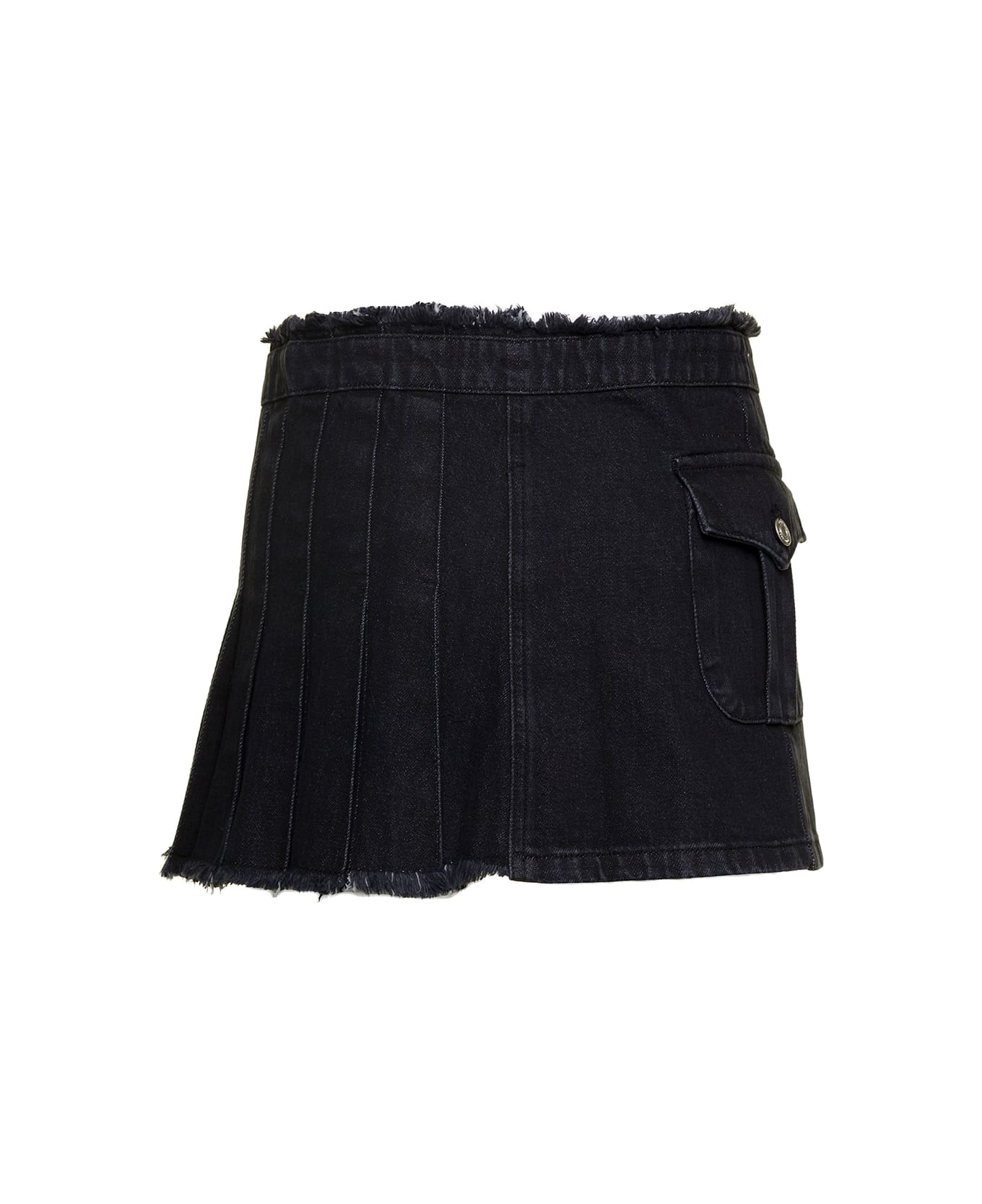 Andersson Bell Black Denim Pleated Mini Skirt Arron In Cotton Woman - Black