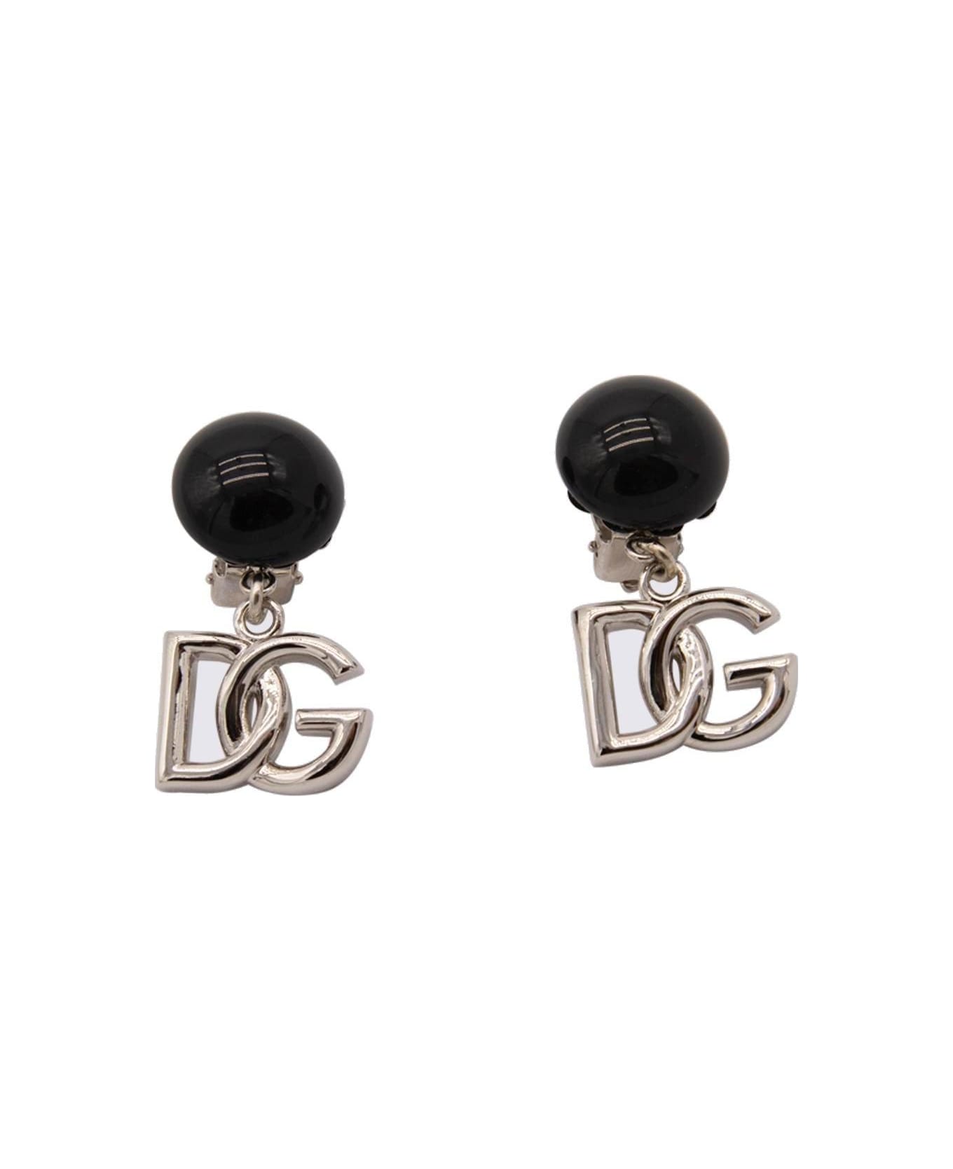 Dolce & Gabbana Dg Logo Embellished Clip-on Earrings - Nero