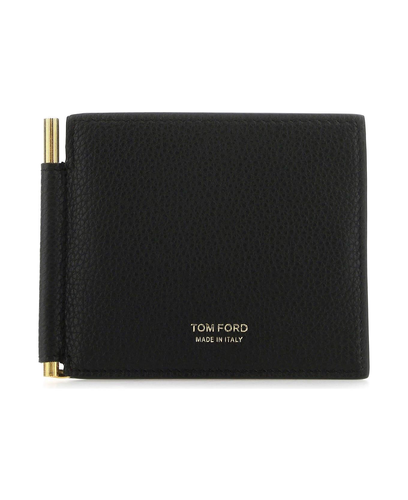 Tom Ford Black Leather Card Holder - BLACK RED