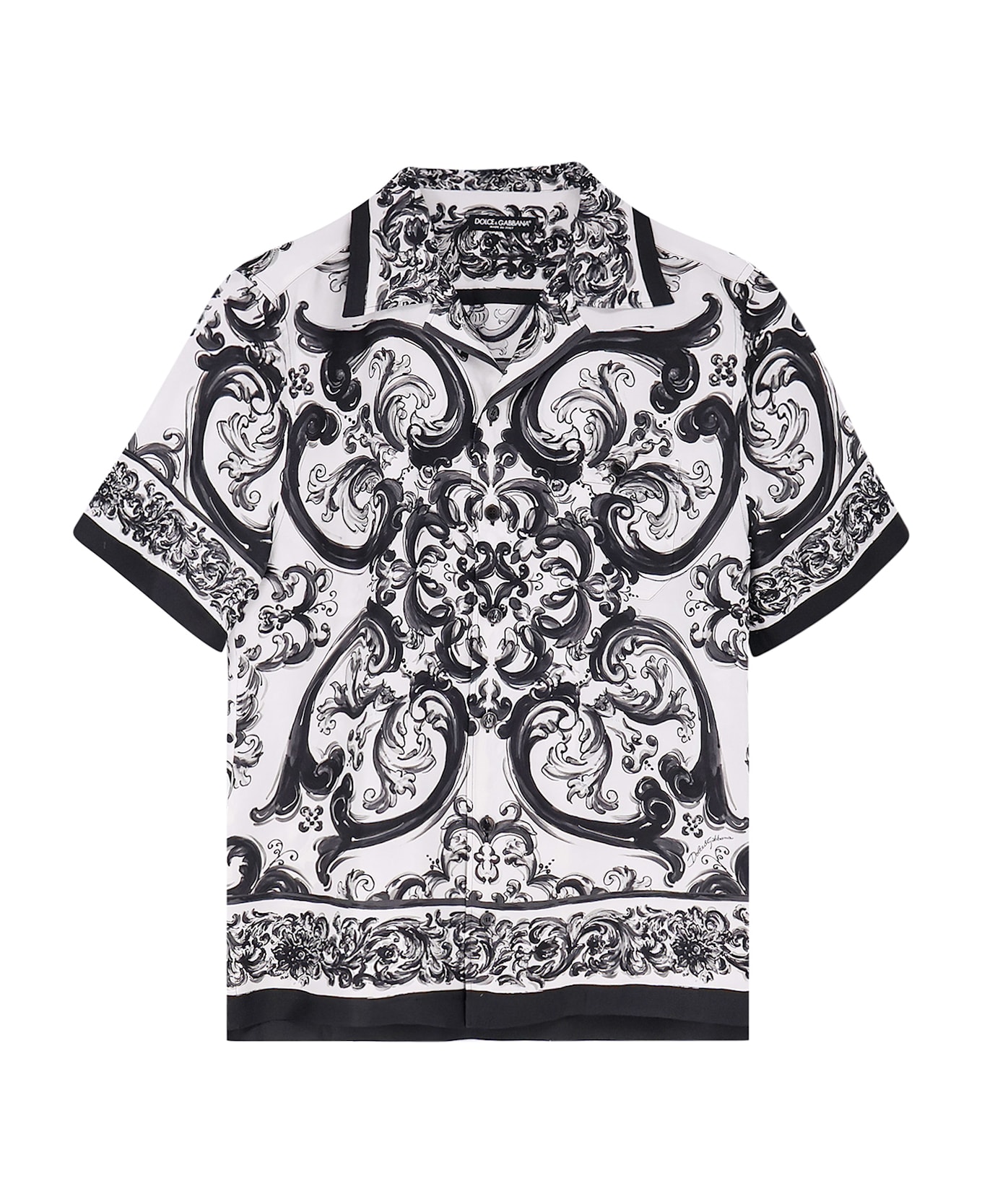 Dolce 
Gabbana Silk Shirt With Maiolica Print - MAIOLICA 3L NERO