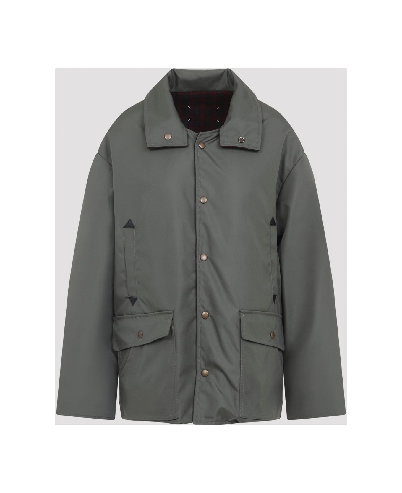 Maison Margiela Polyamide And Wool Jacket - Military Burgundy Check
