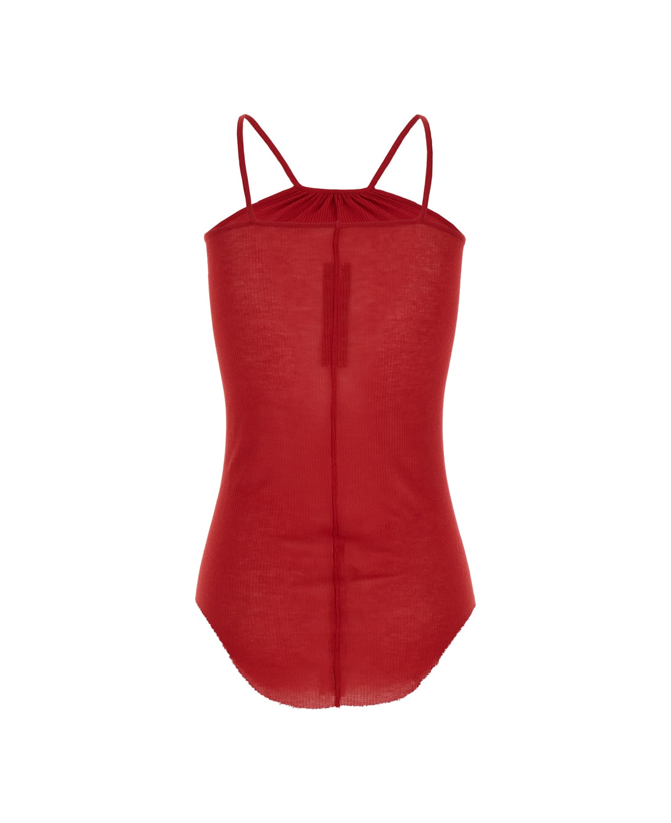 Rick Owens 'skorpio' Red Tank Top With Halterneck In Ribbed Silk Blend Woman - Red
