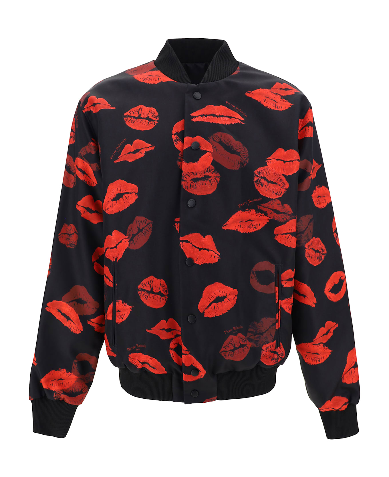 Balmain Reversible Bomber Jacket - Emf Noir/rouge Vif