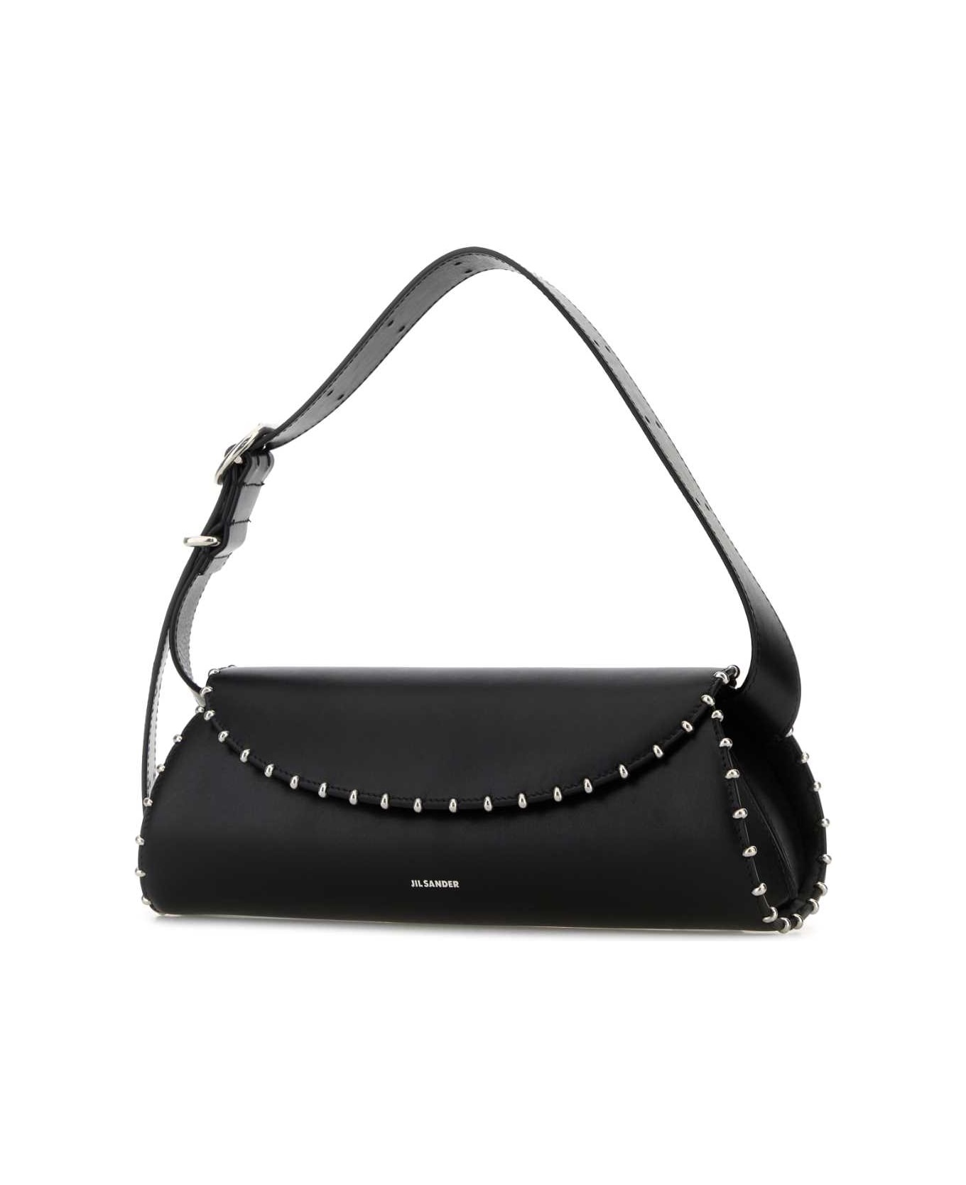 Jil Sander Black Leather Cannolo Crossbody Bag - BLACK