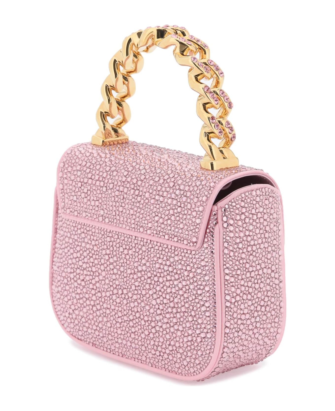 Versace La Medusa Handbag With Crystals - PALE PINK VERSACE GOLD (Pink)