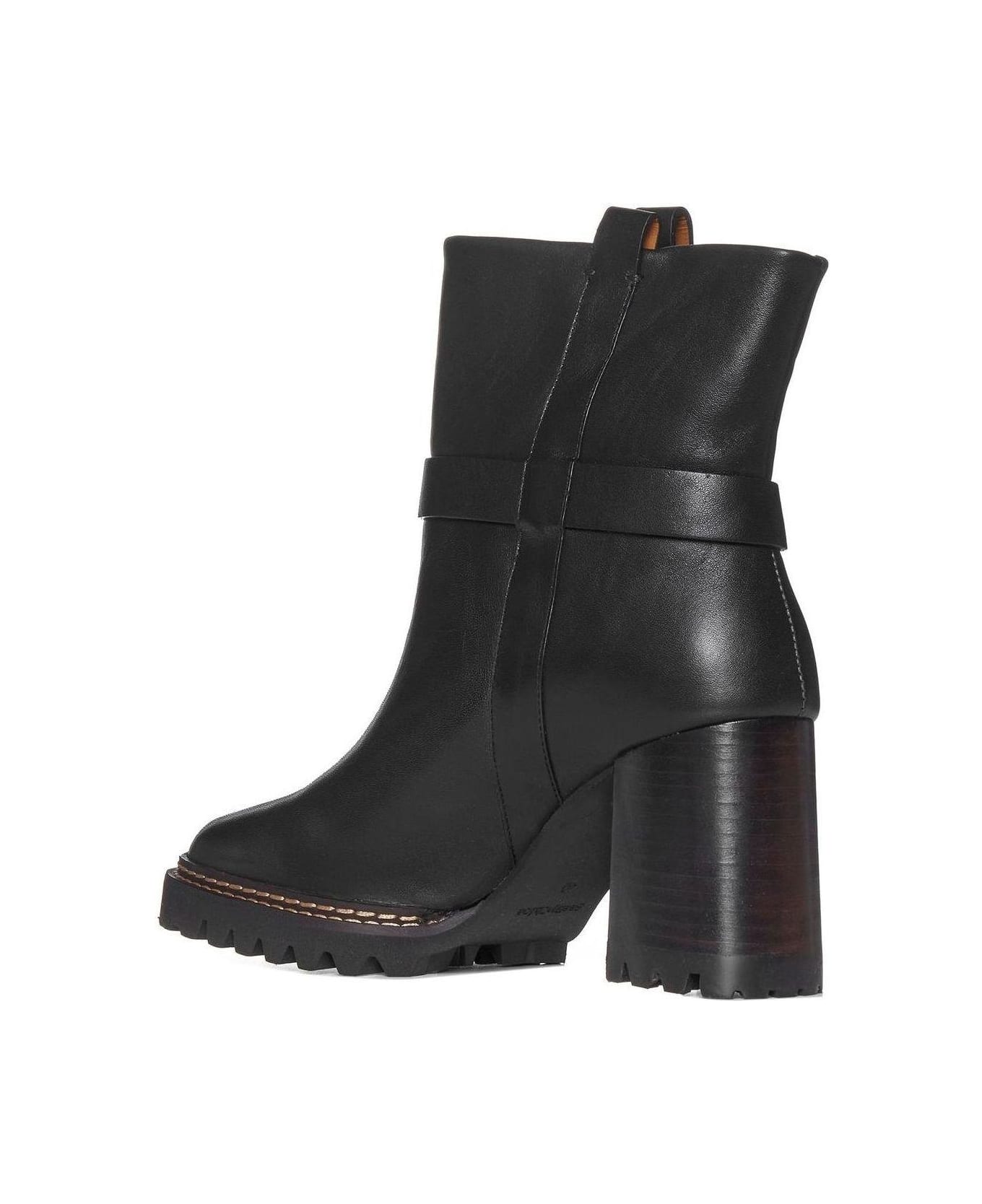 See by Chloé High Block Heel Ankle Boots - Black