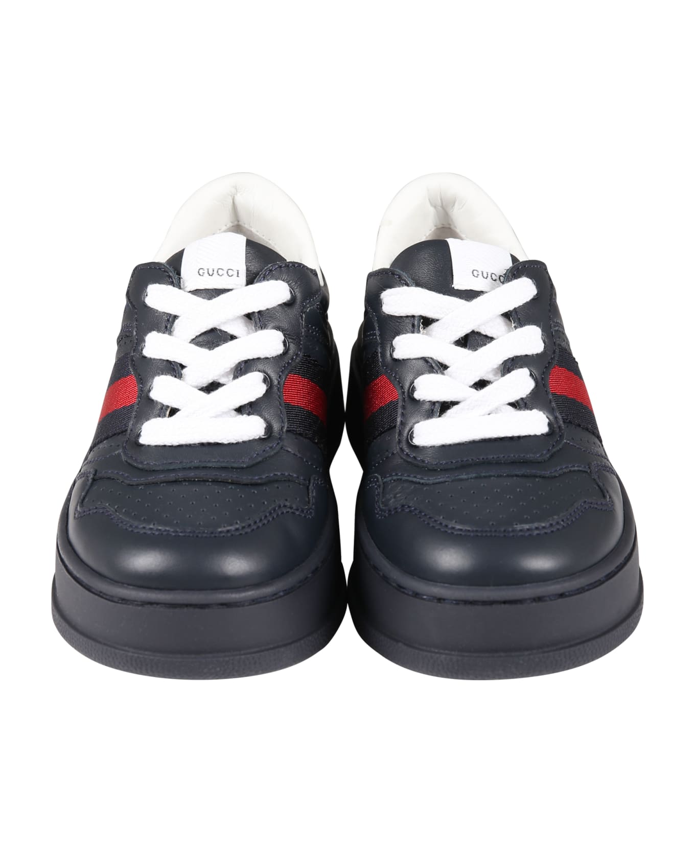 Gucci Blue Sneakers For Boy With Web - Blue