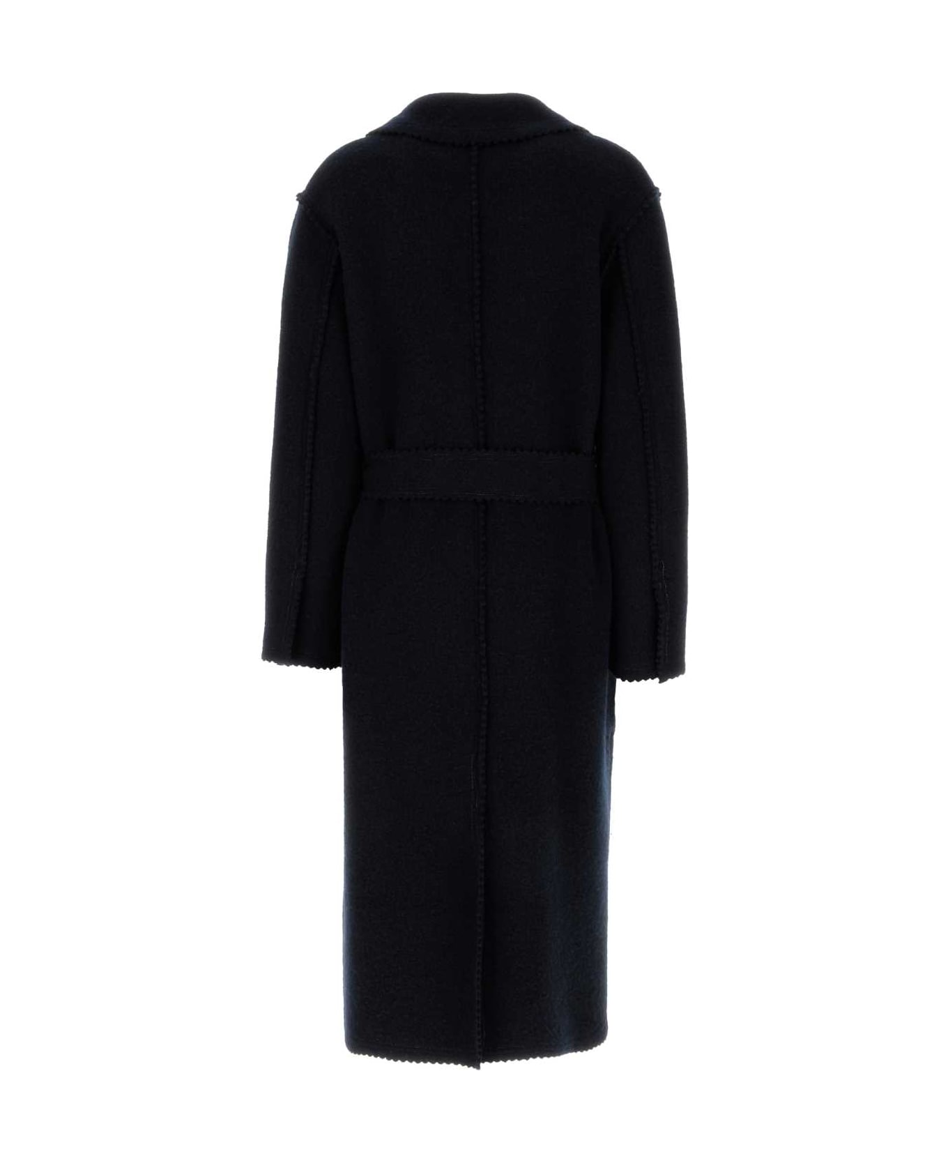 Max Mara Dark Blue Wool Blend Jene Coat - Blue