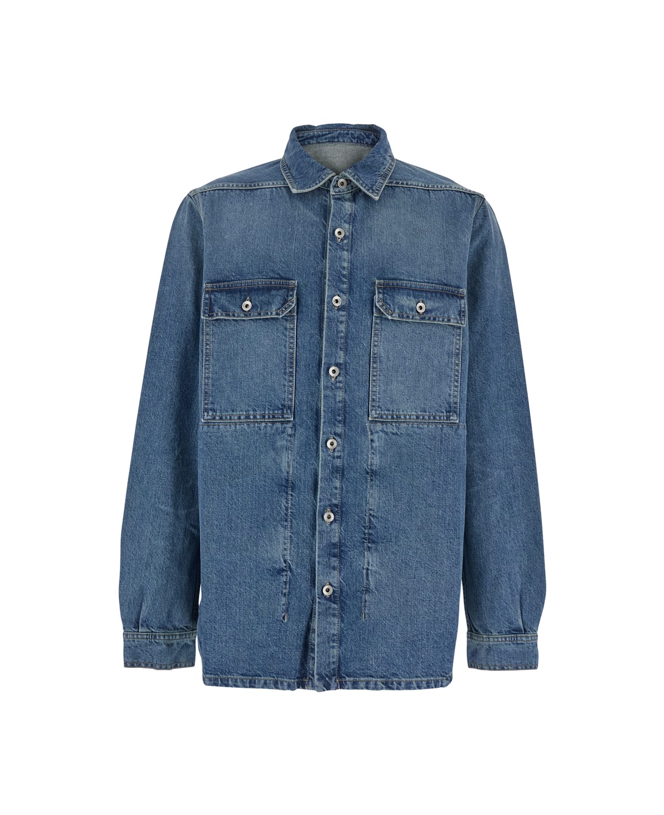 DRKSHDW Blue Shirt With Classic Collar And Applied Chest Pockets In Denim Man - Blu