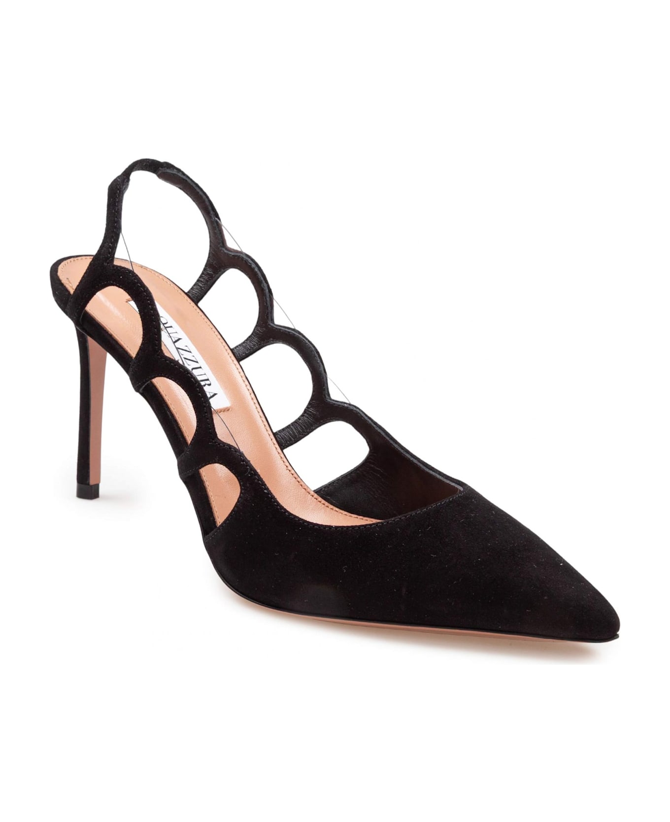 Aquazzura Decollete' Bootie Pump 85 In Suede Color Black - Black