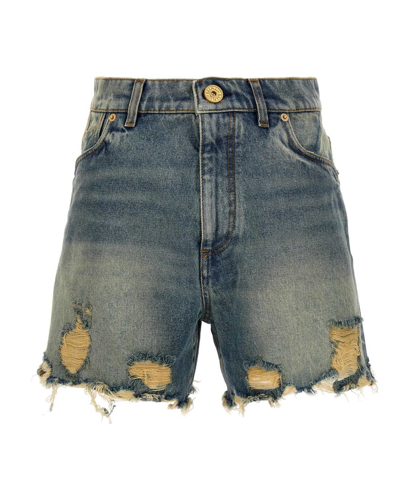 Balmain Distressed Denim Shorts - LIGHT BLUE ショートパンツ