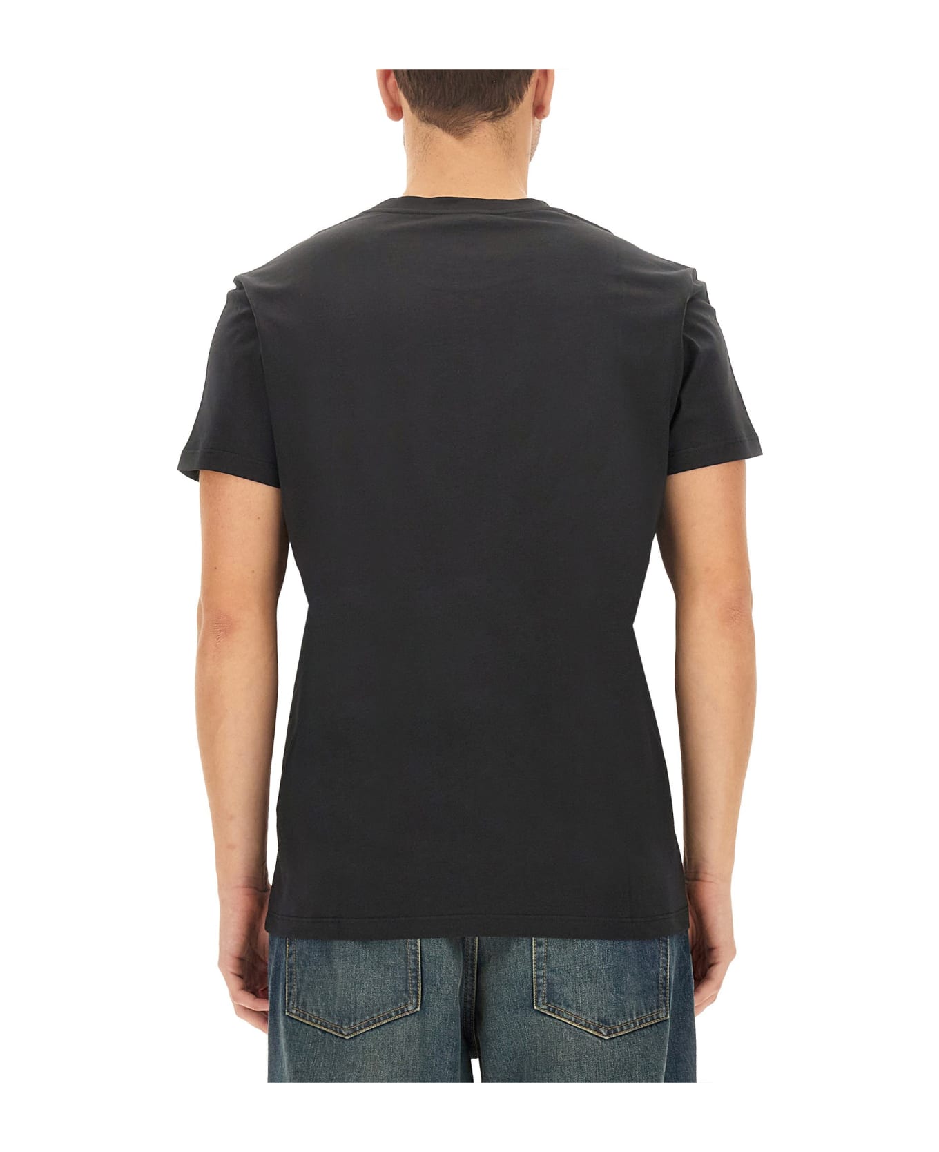 Balmain T-shirt With Logo - Eab Noir Blanc